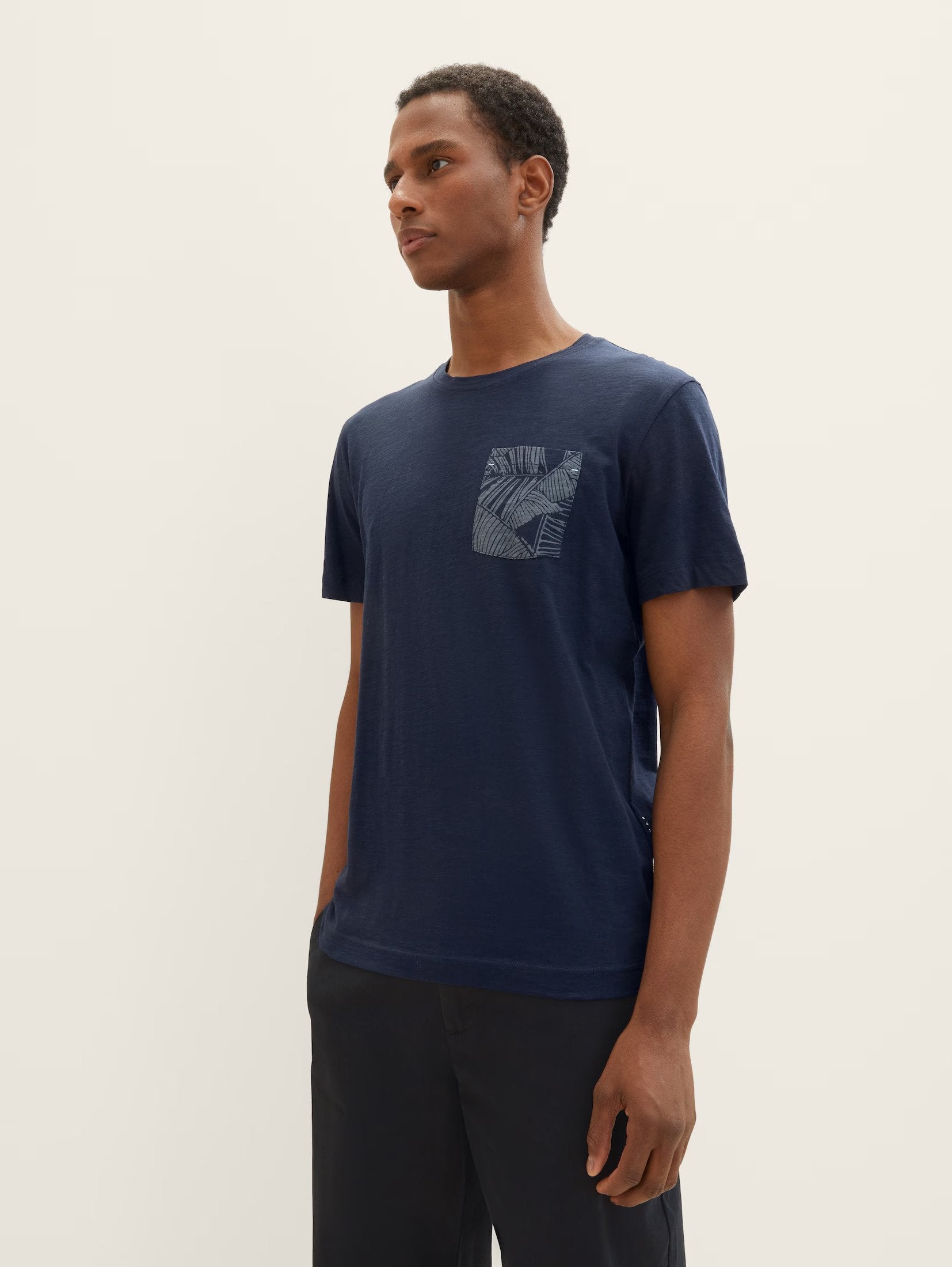 Tom Tailor Navy T-shirt With Chest Designed Pocket