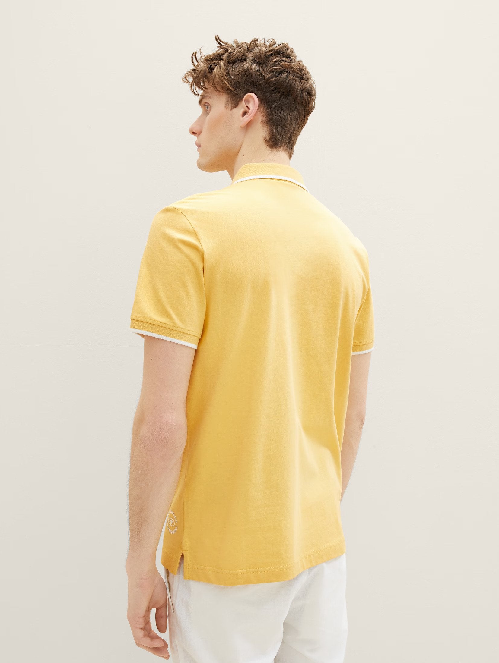 Tom Tailor Yellow Polo With White Designed Ends