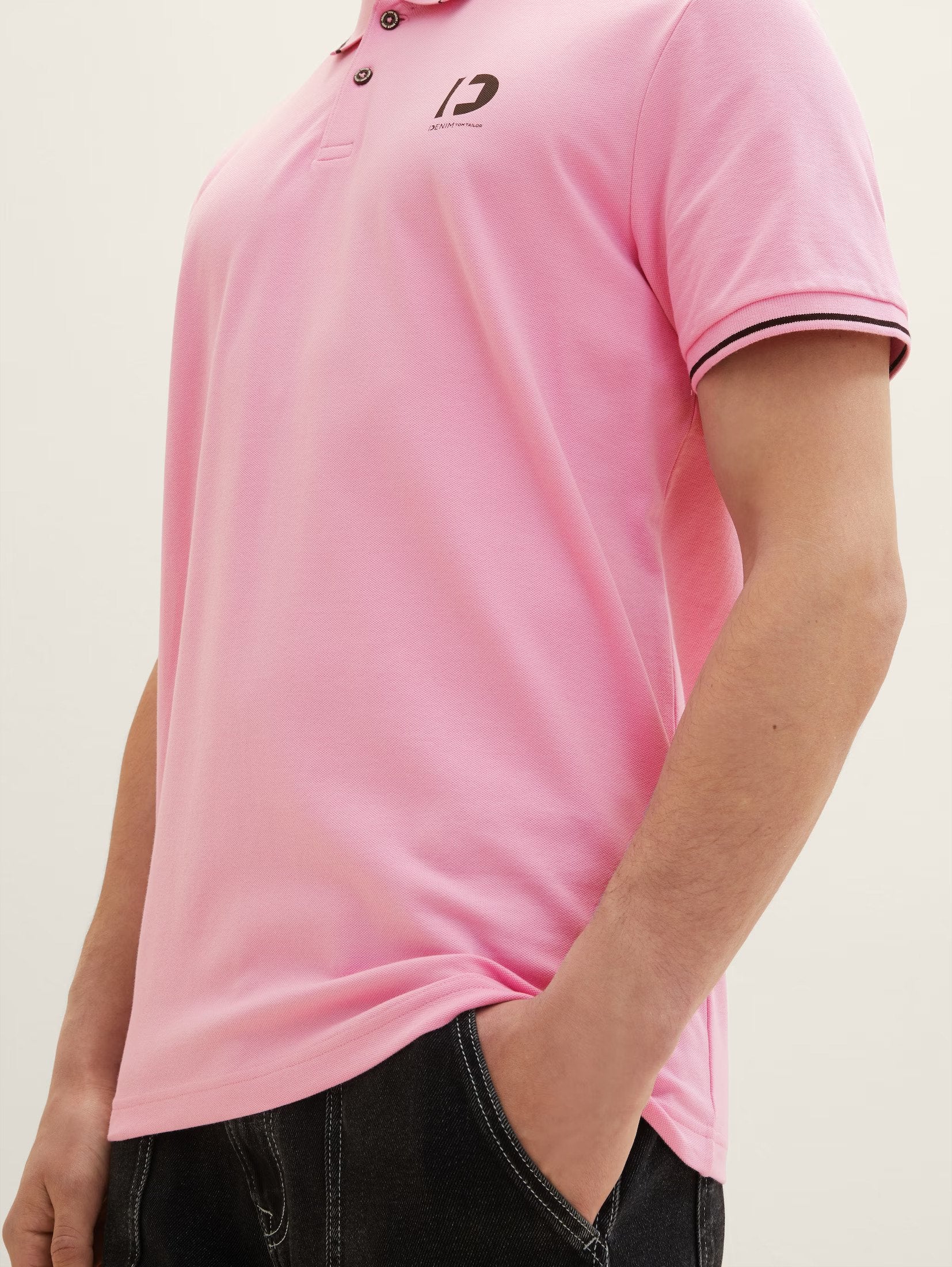 Tom Tailor Pink Designed Polo With Chest Logo