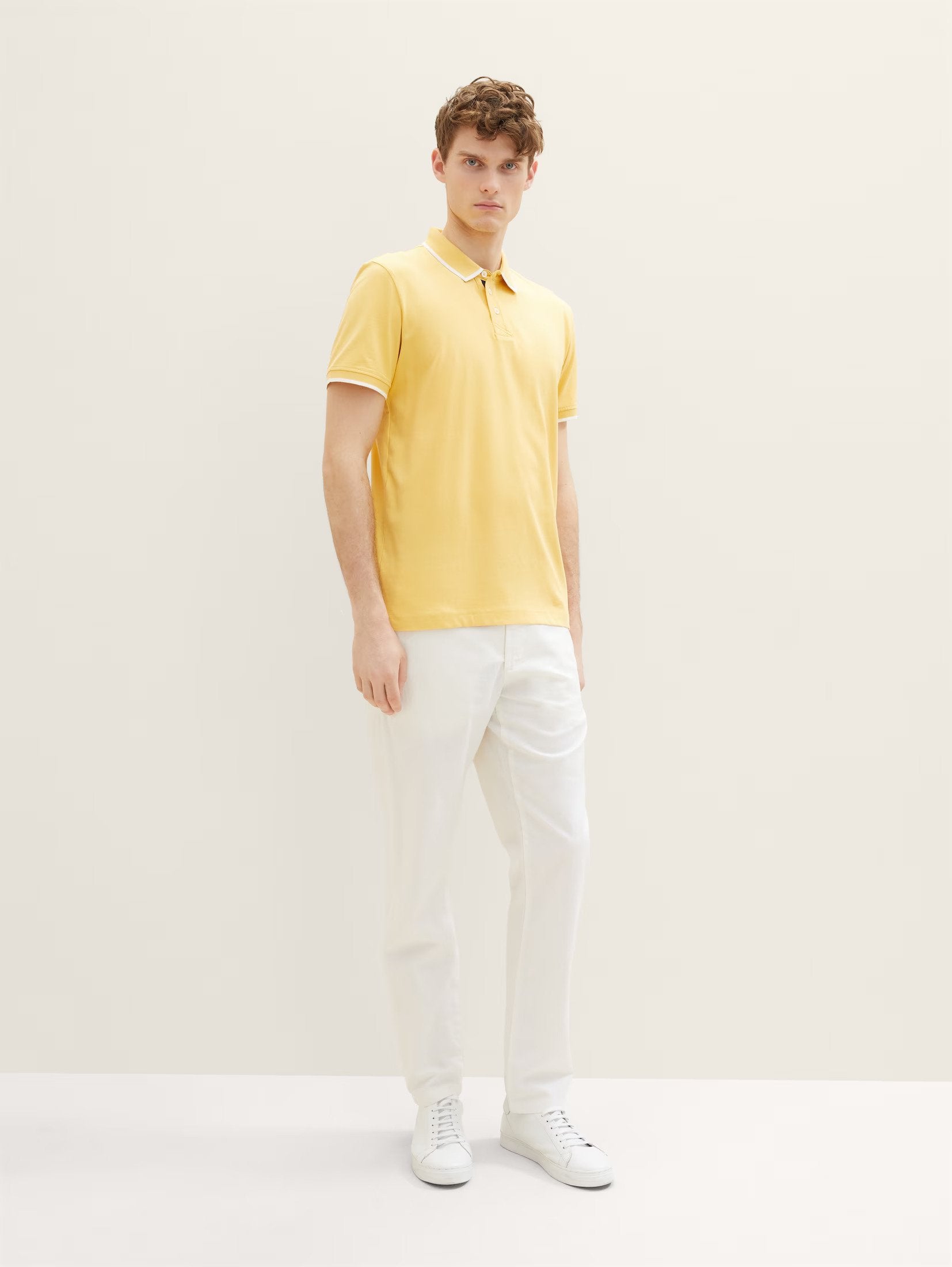 Tom Tailor Yellow Polo With White Designed Ends