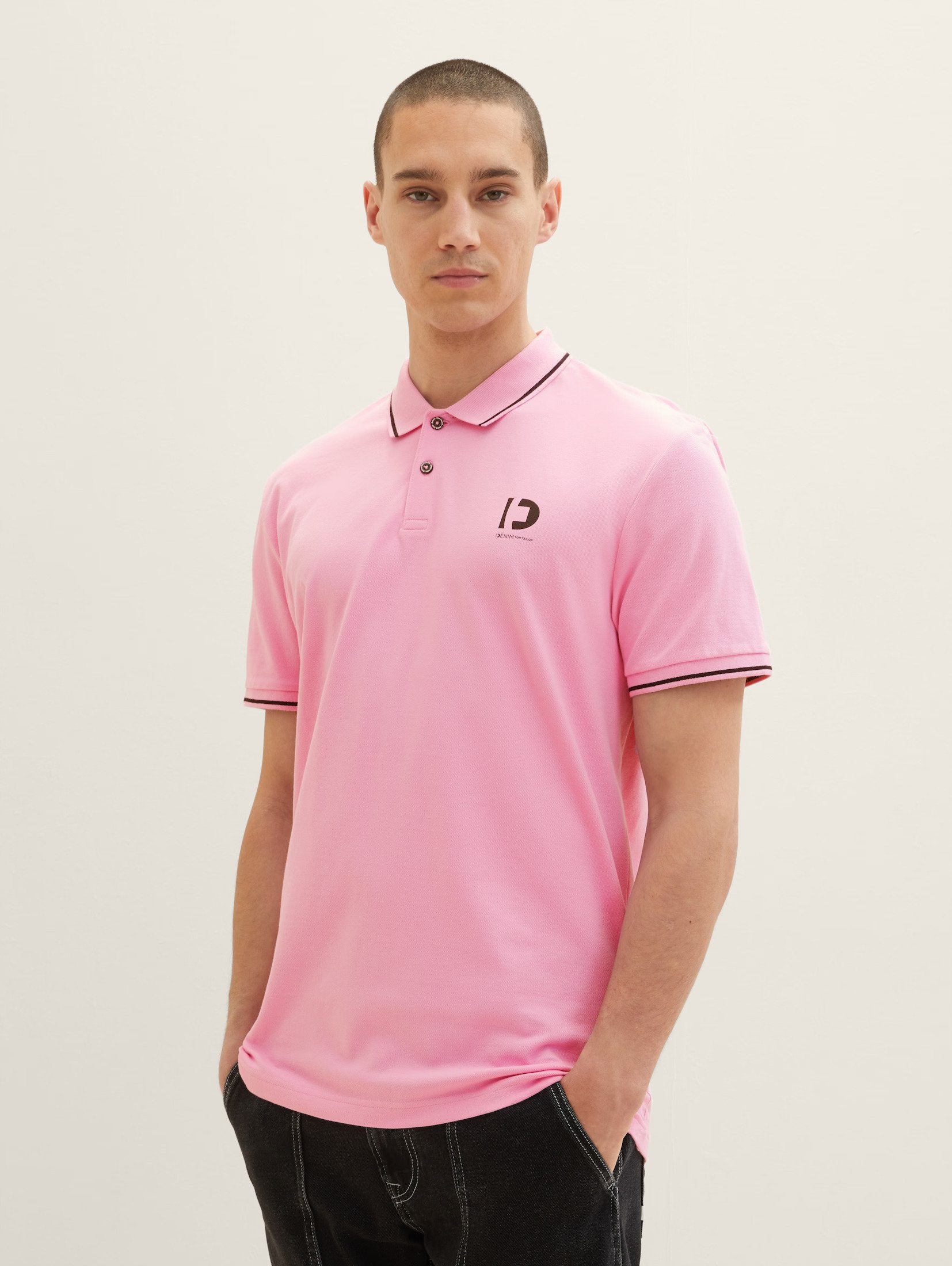 Tom Tailor Pink Designed Polo With Chest Logo
