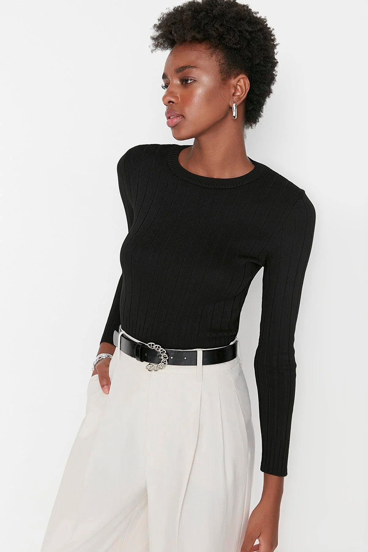 Trendyol Slim Fit Classy Black Sweater