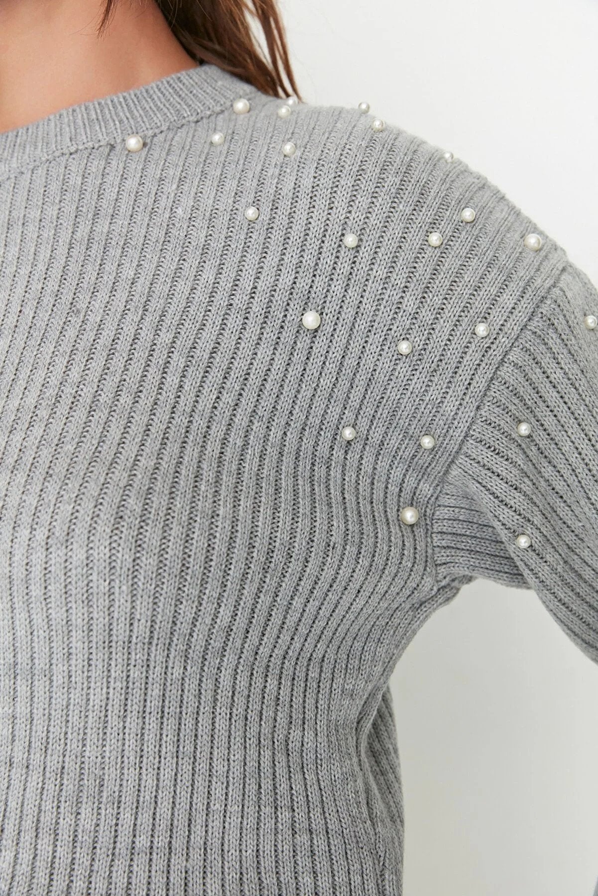 Trendyol Regular Fit Stylish Knitted Grey Sweater