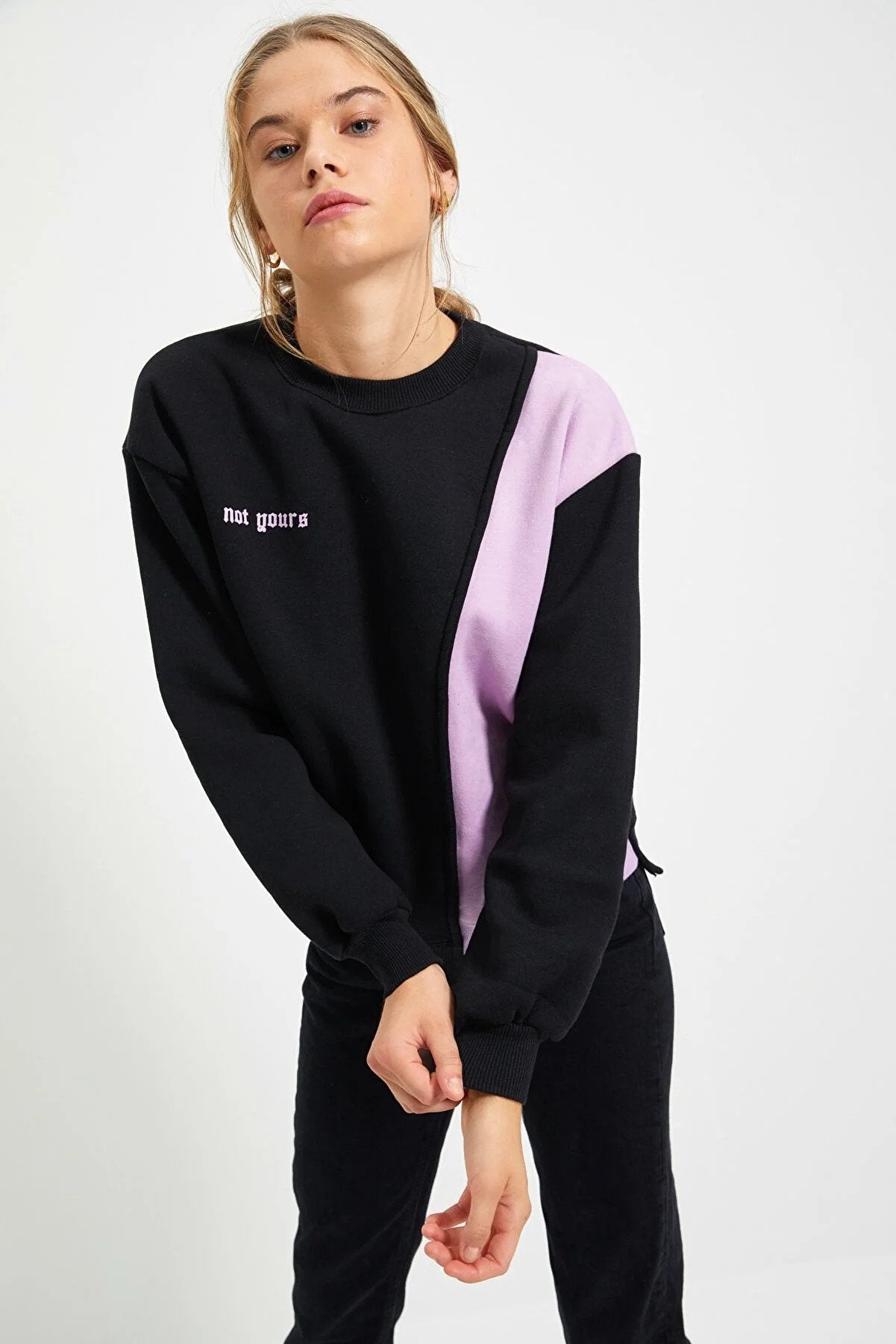 Trendyol “Not Yours” Designed Asymmetric Black Sweater