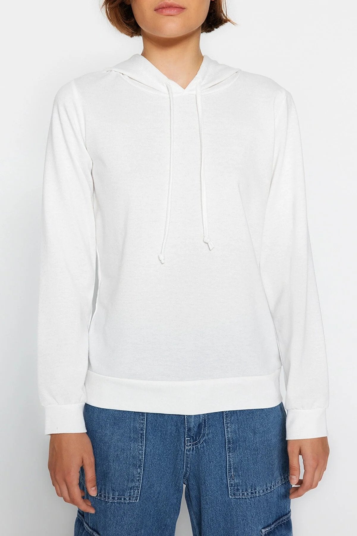 Trendyol White Regular Fit Sweatshirt