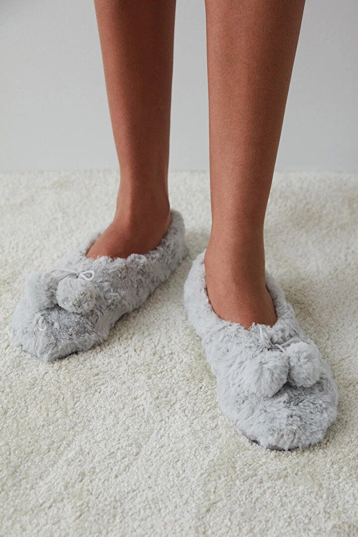 Penti Light Grey Fluffy PomPom Home Socks