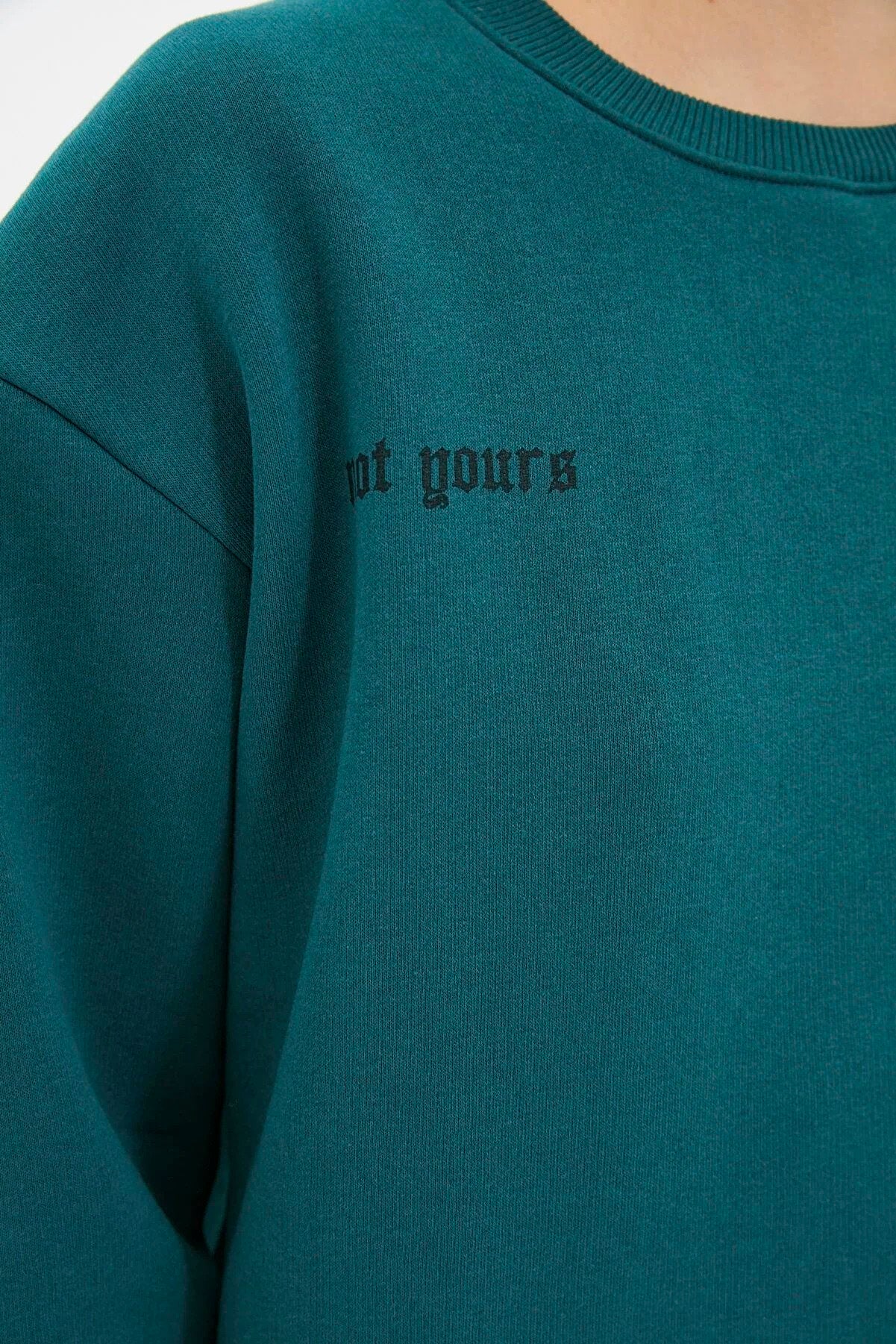 Trendyol “Not Yours” Designed Asymmetric Petrol Sweater