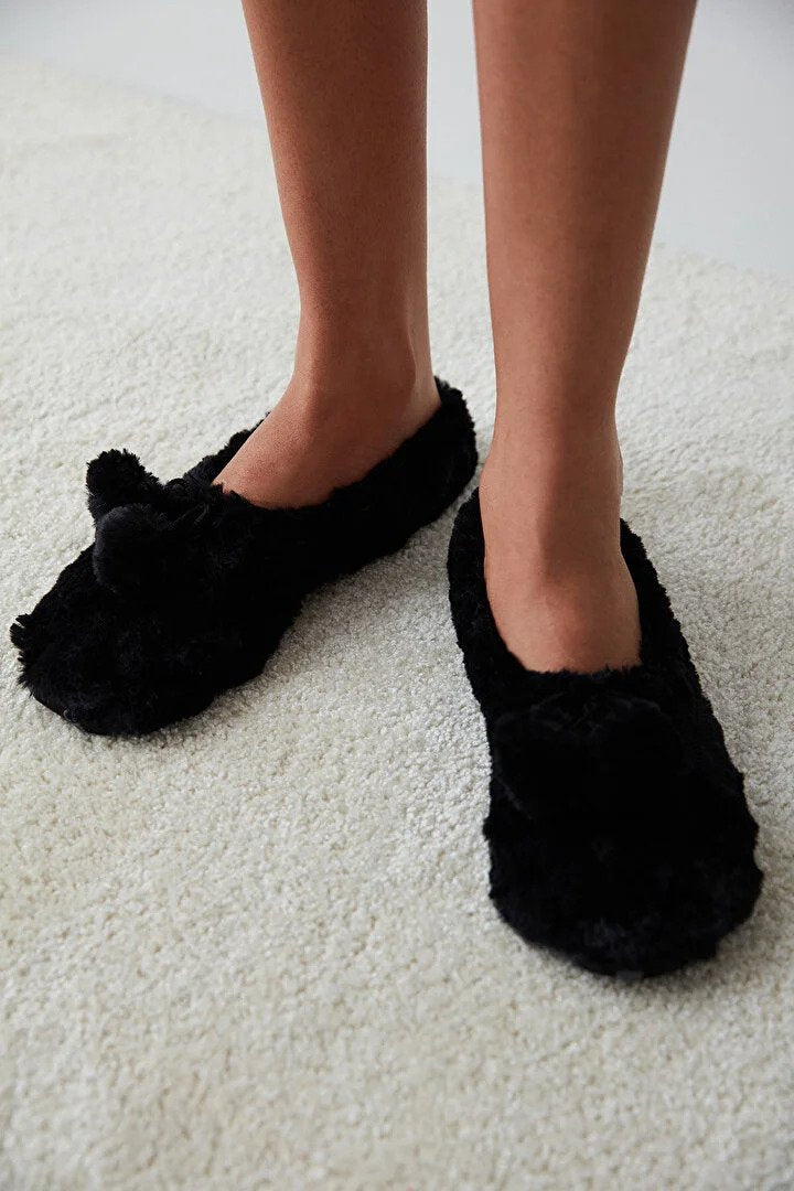 Penti Black Fluffy PomPom Home Socks