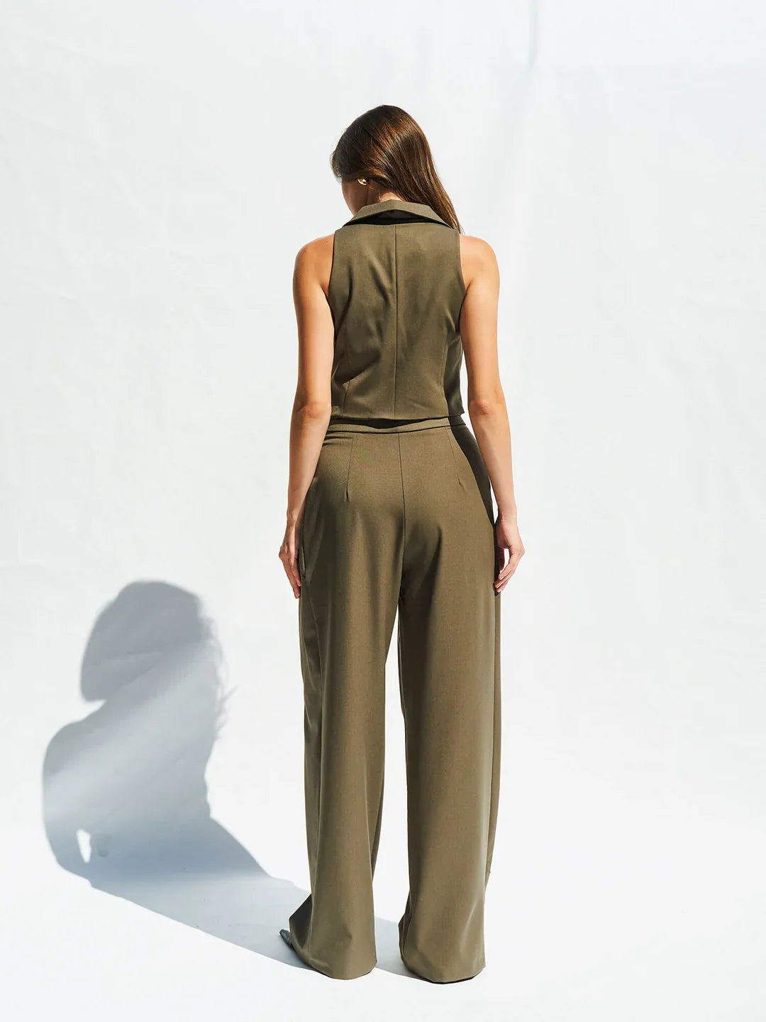 Lefon Front Button Olive Vest