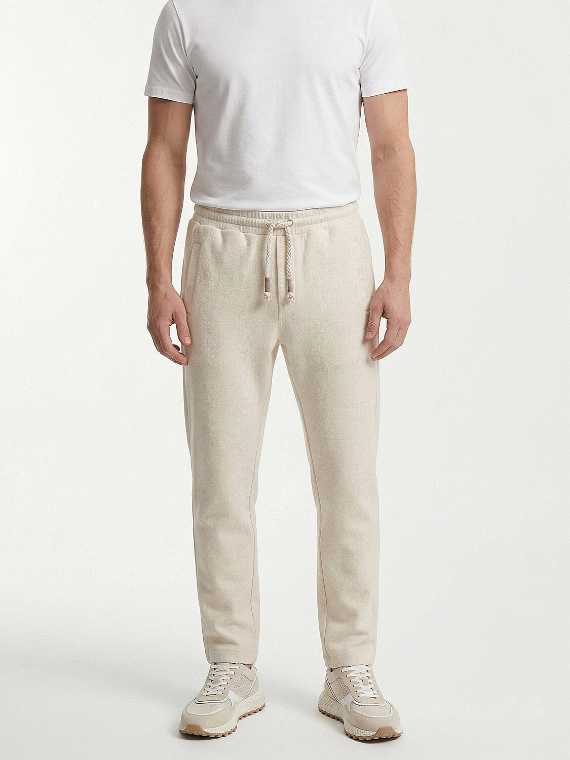 Xint Beige Regular Fit Pant In Natural Linen Blend