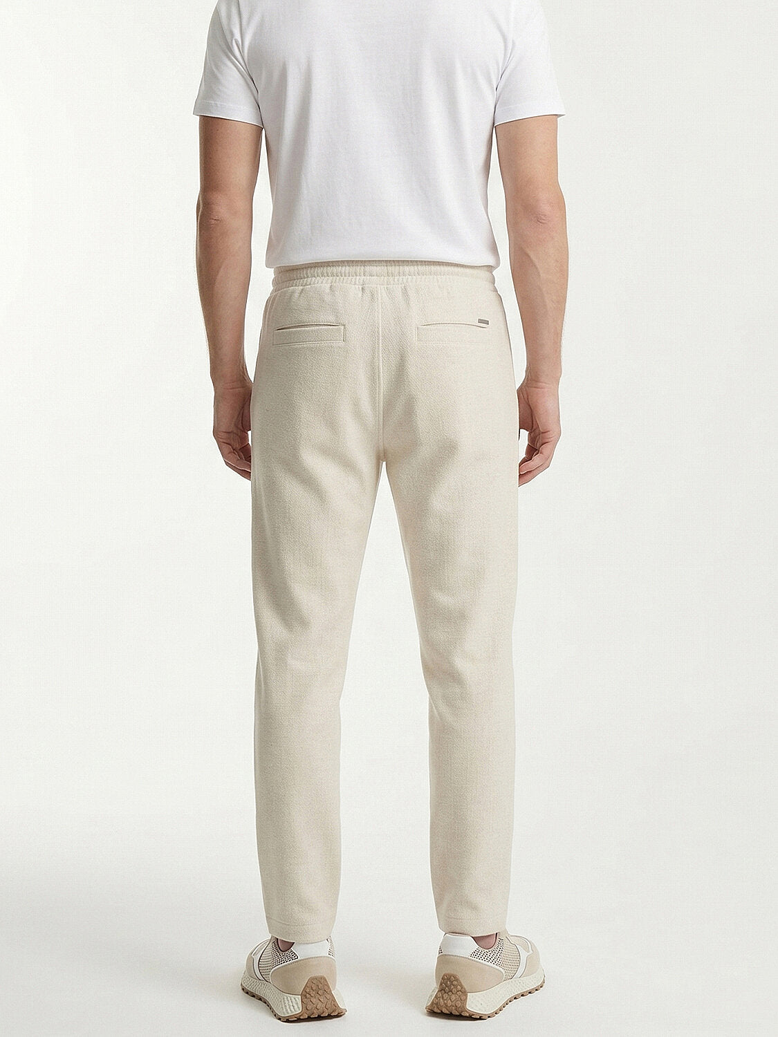 Xint Beige Regular Fit Pant In Natural Linen Blend