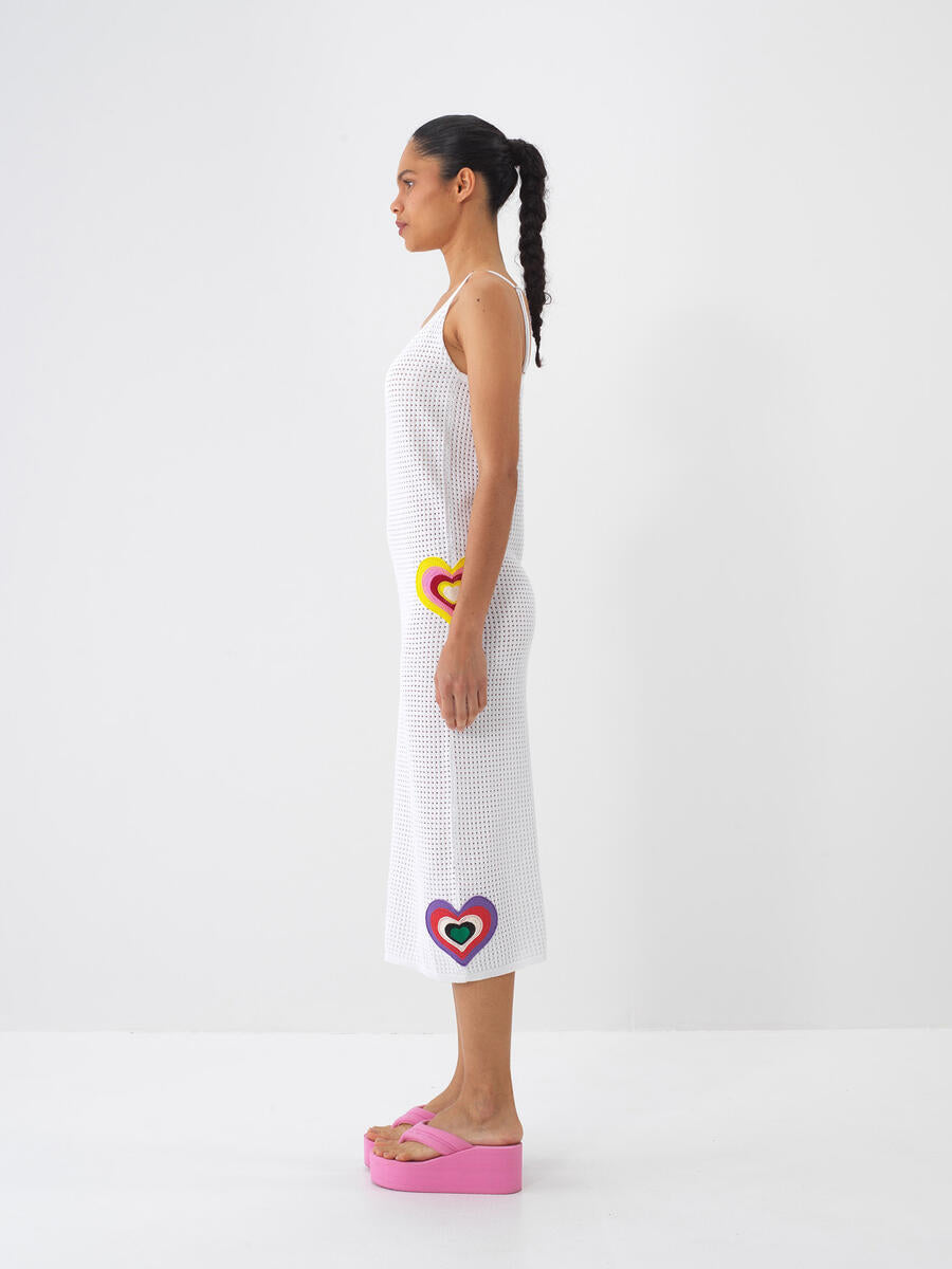 Xint White Dress With Hearts Design