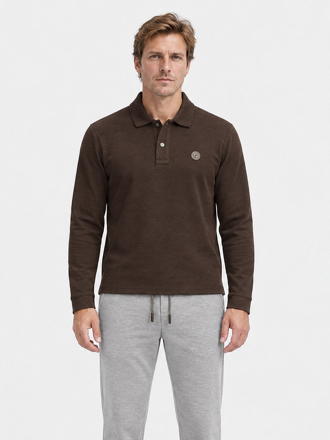Dark Brown Classic Collar Polo With Logo