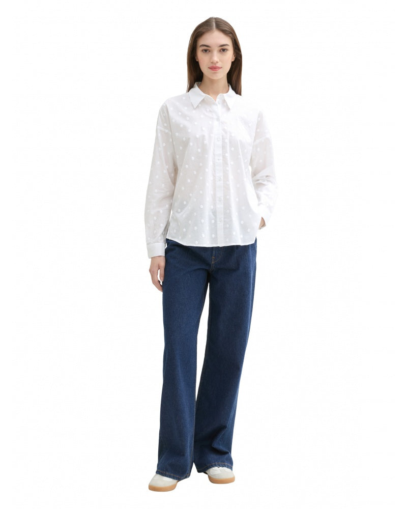 Tom Tailor White Shirt With Dotted Texture