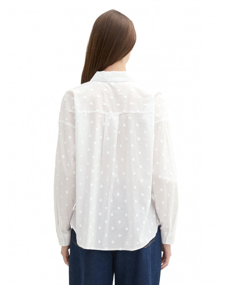 Tom Tailor White Shirt With Dotted Texture