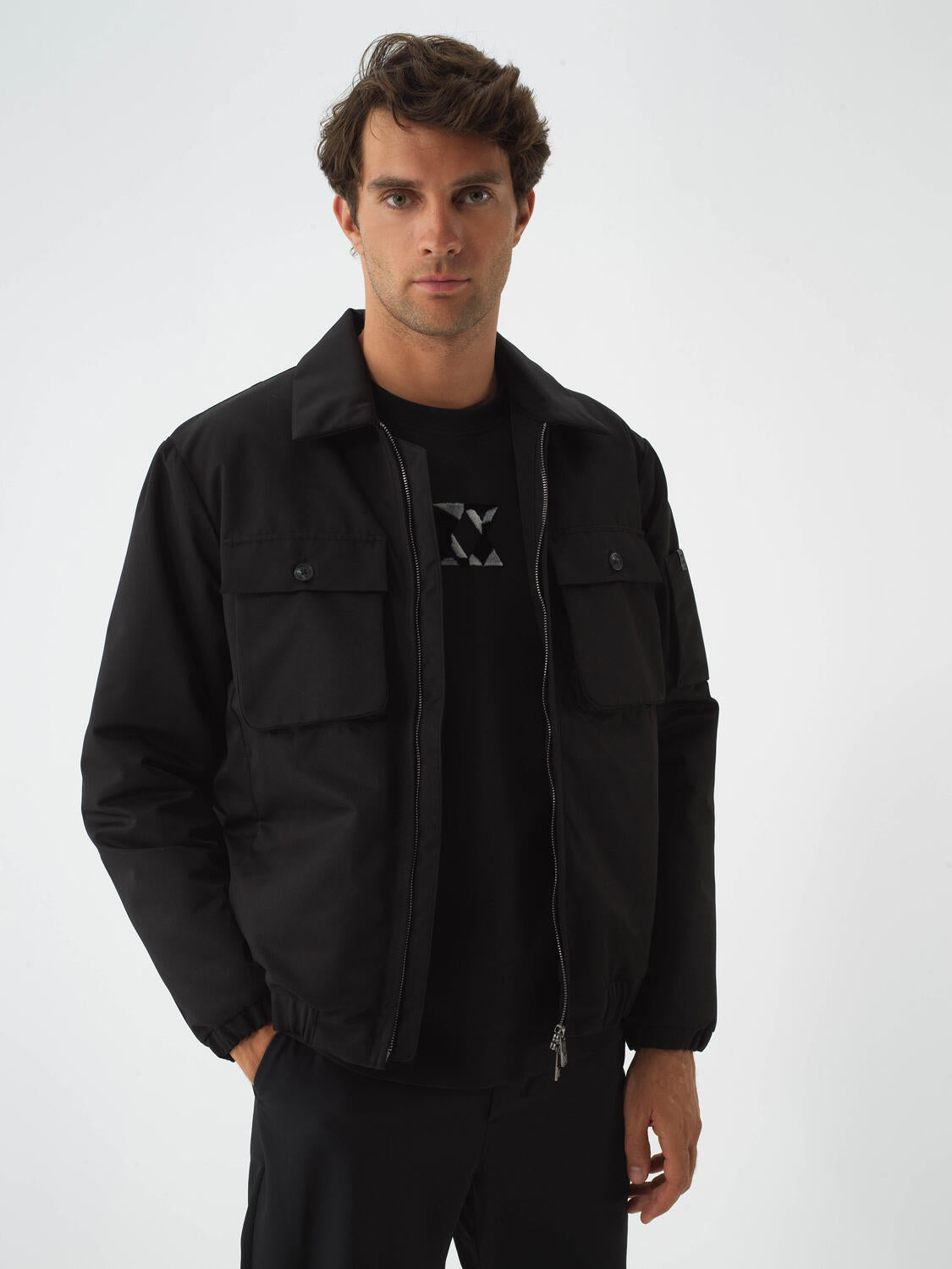 Xint Black Regular Fit Coat