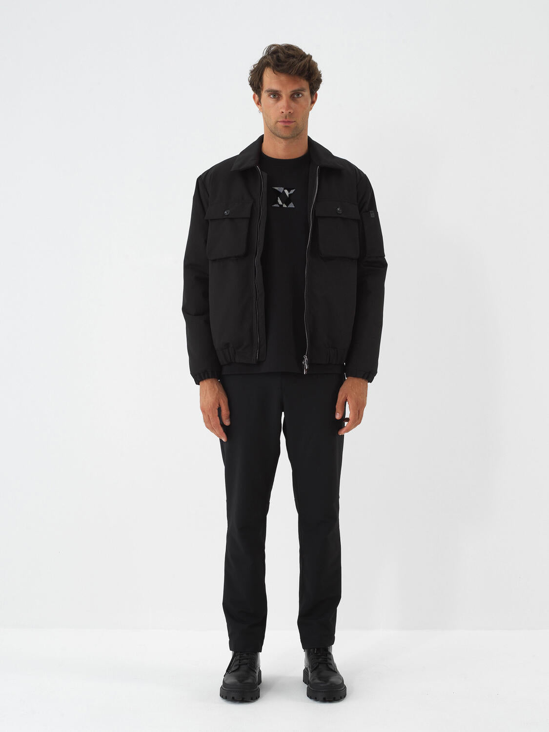 Xint Black Regular Fit Coat