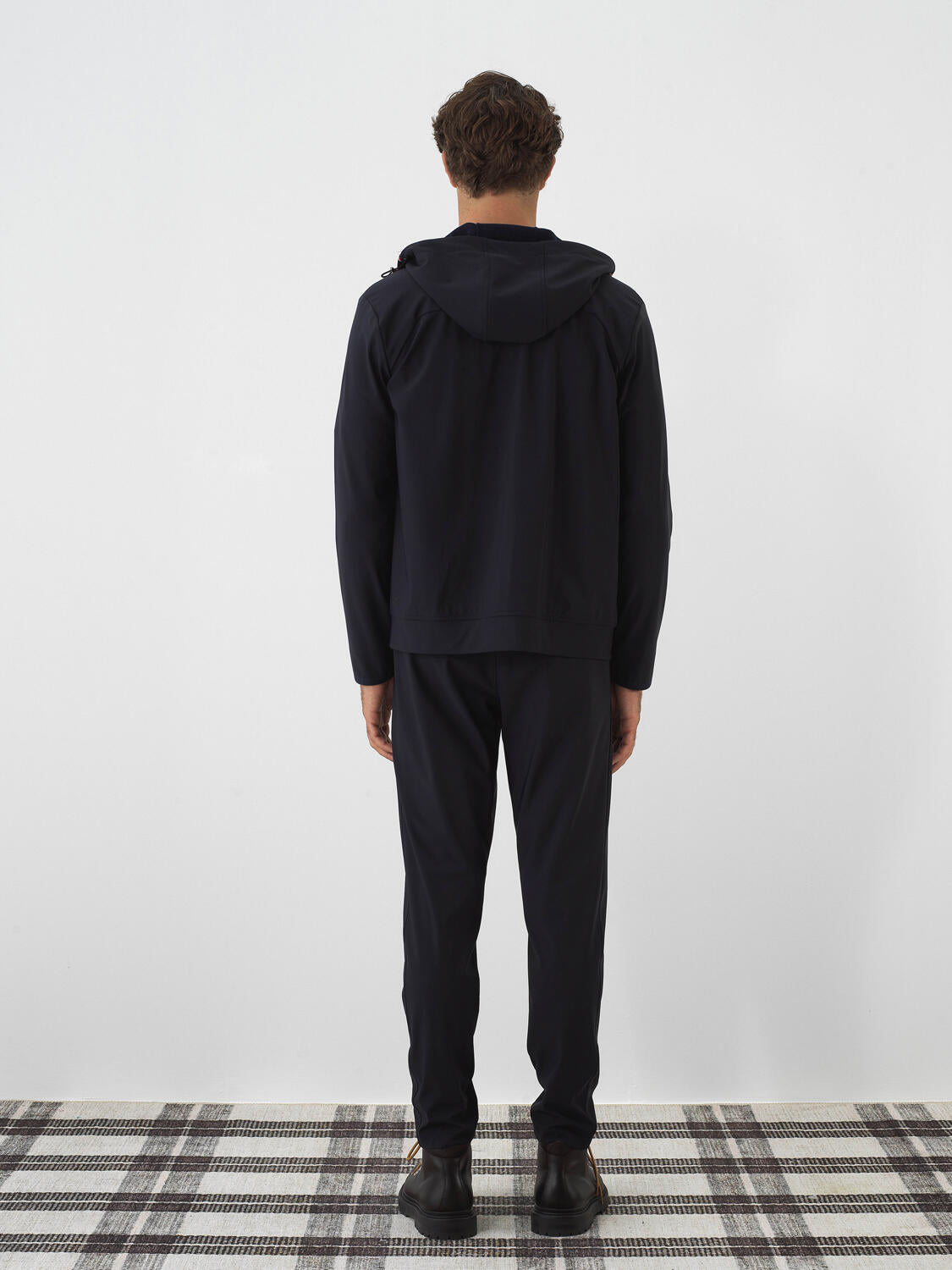 Xint Navy Flexible Textured Regular Fit Coat