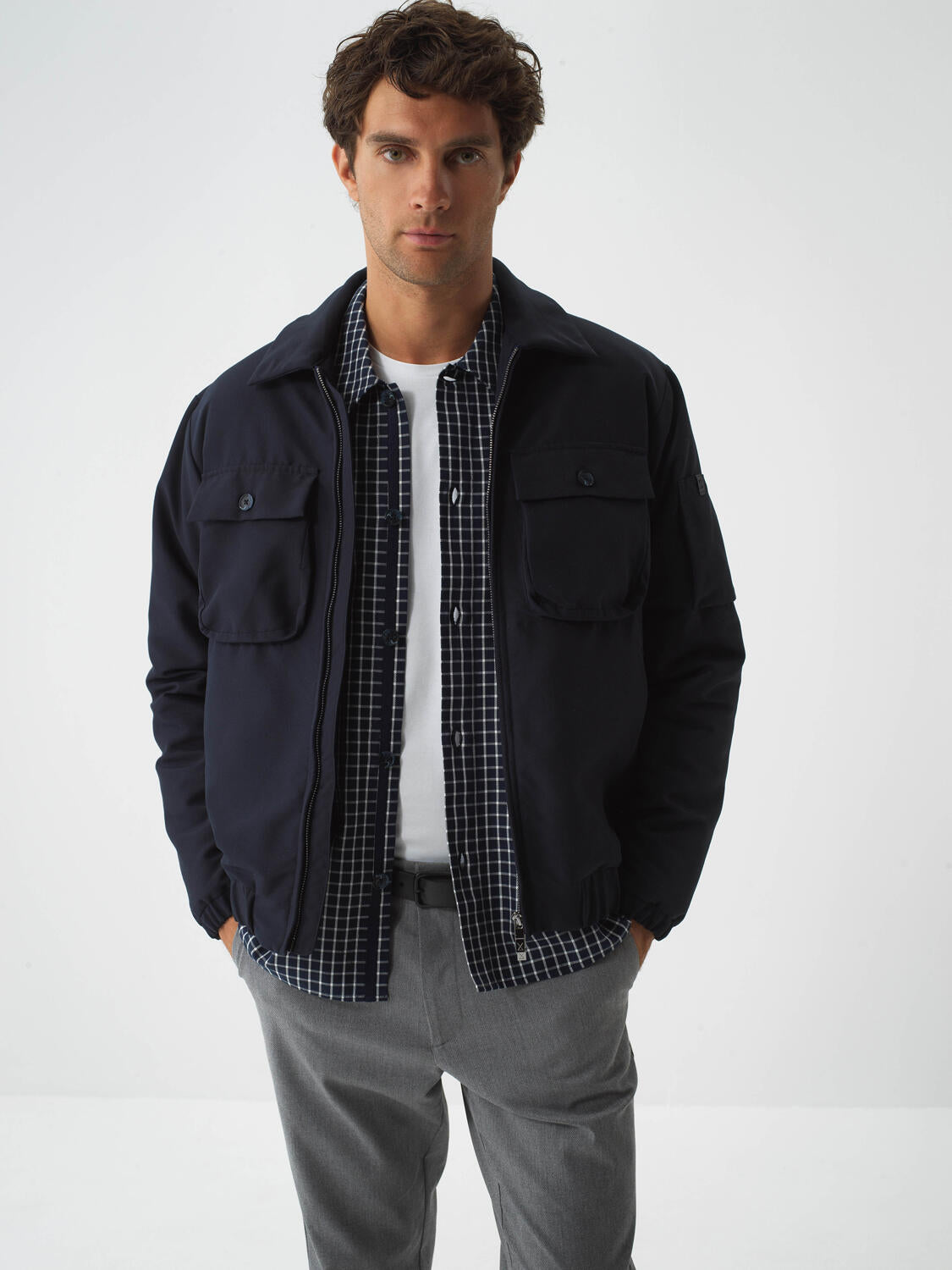 Xint Navy Regular Fit Coat