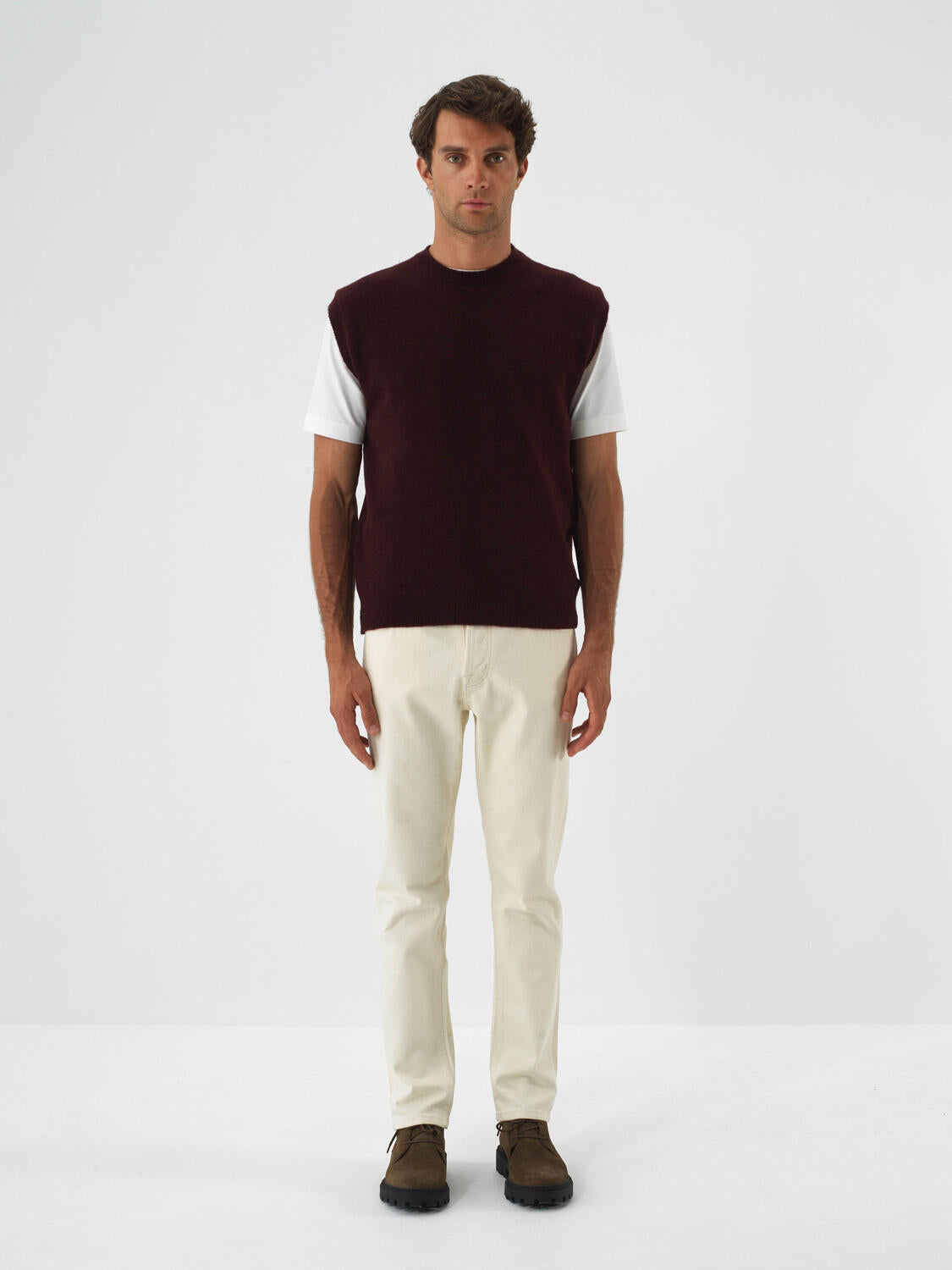 Xint Off.White Natural Cotton Textured Slim Flit Denim Trousers