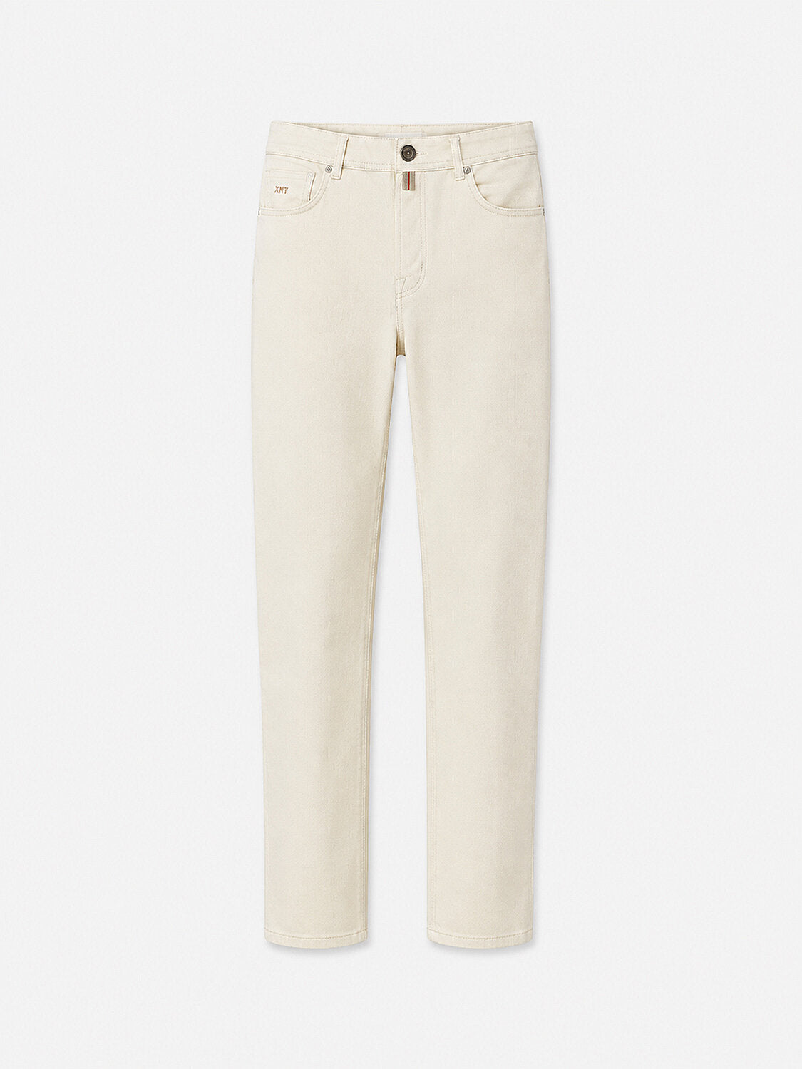 Xint Off.White Natural Cotton Textured Slim Flit Denim Trousers