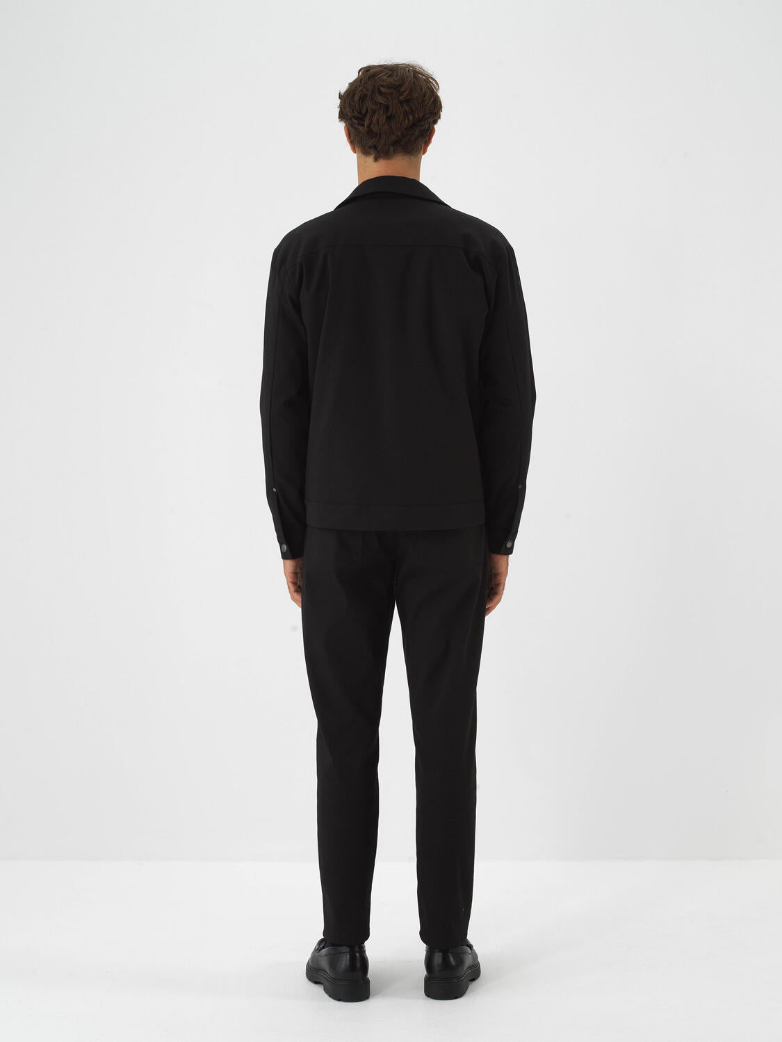 Xint Black Cotton Textured Regular Fit Jacket