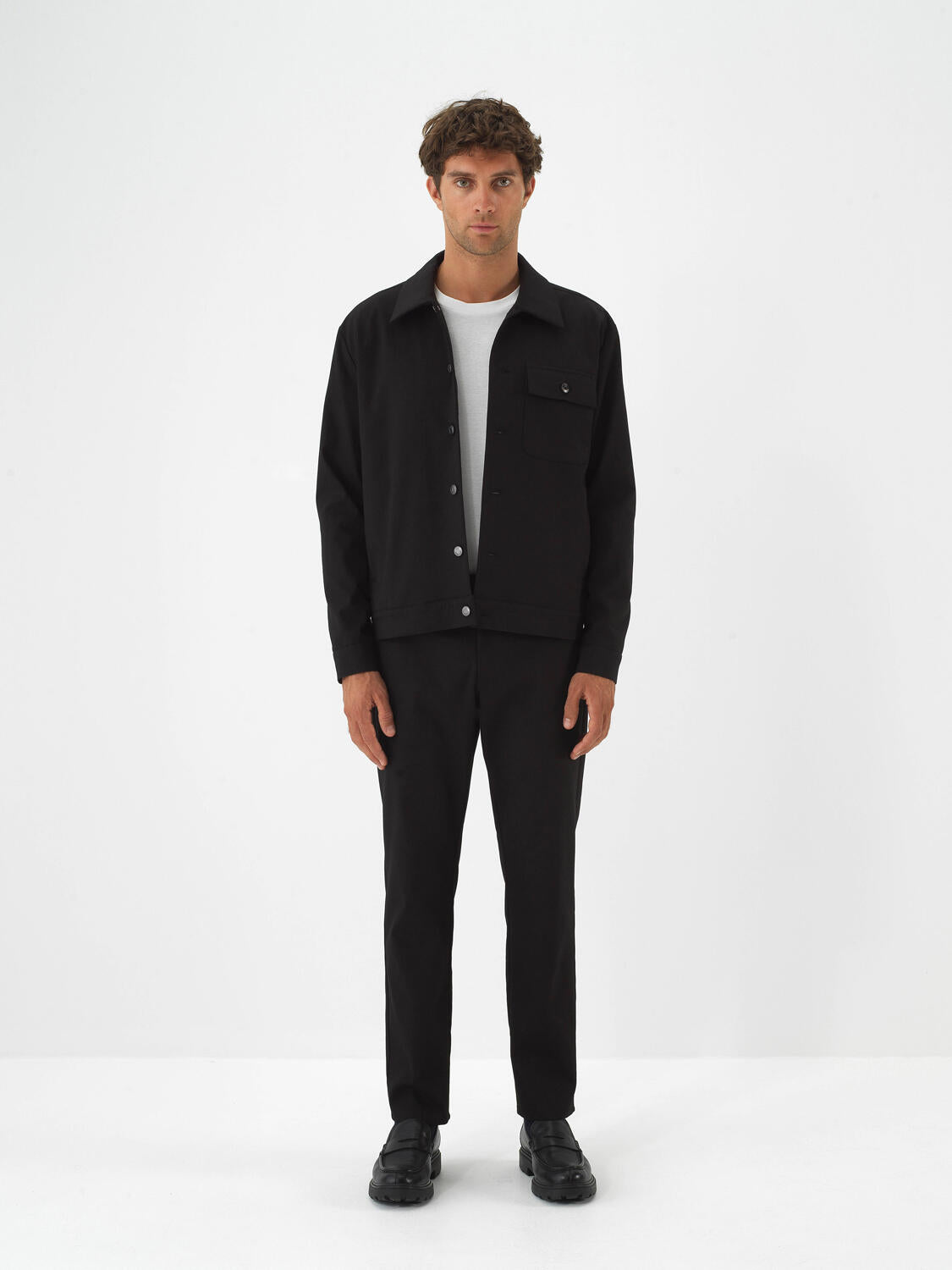 Xint Black Cotton Textured Regular Fit Jacket