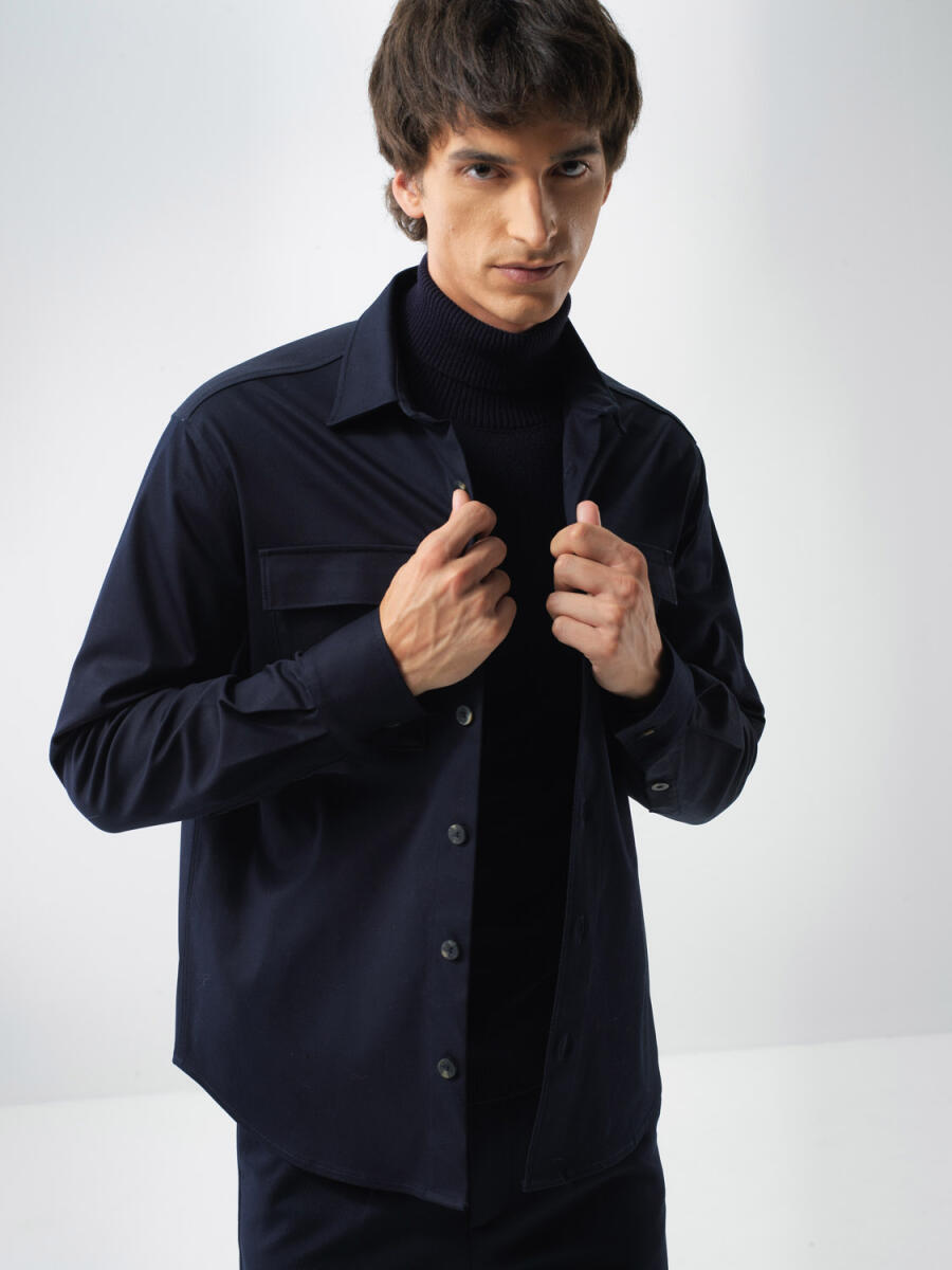 Xint Cotton Navy Shirt Jacket