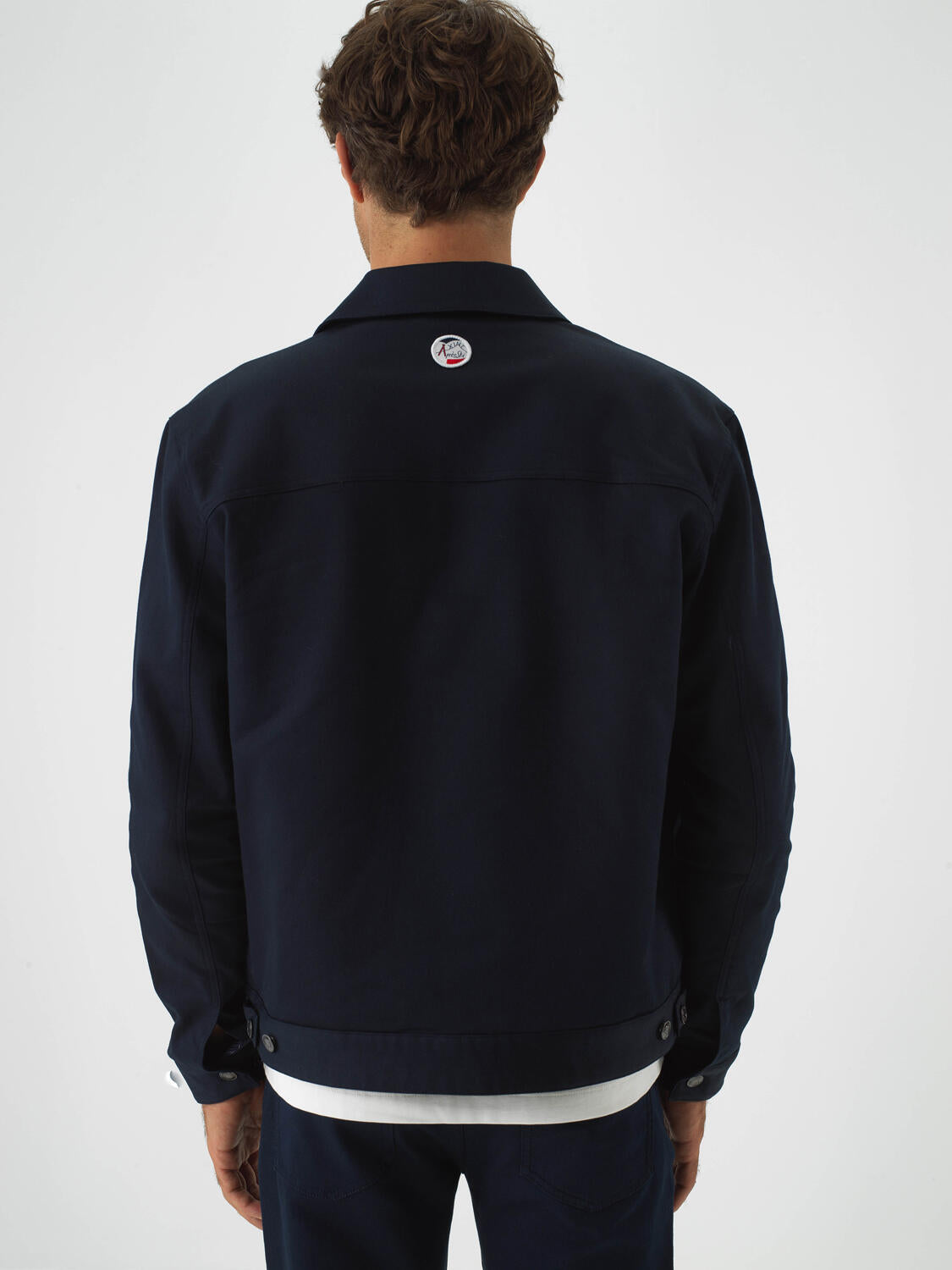 Xint Navy Cotton Textured Regular Fit Jacket