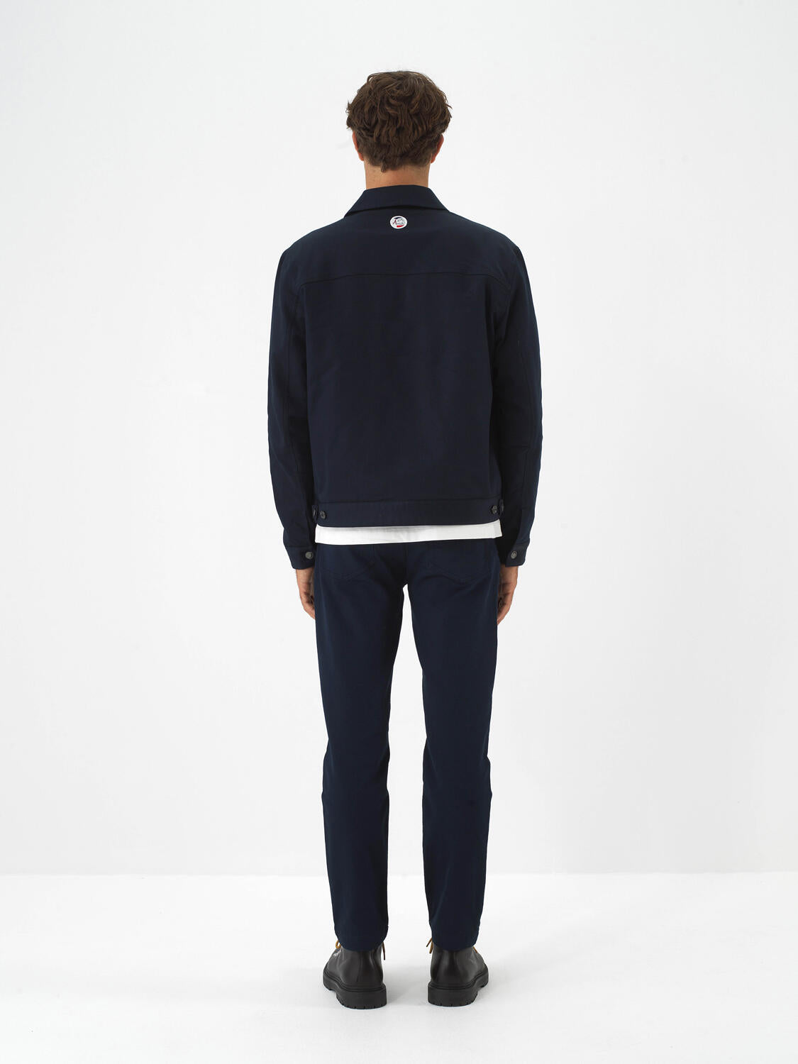 Xint Navy Cotton Textured Regular Fit Jacket
