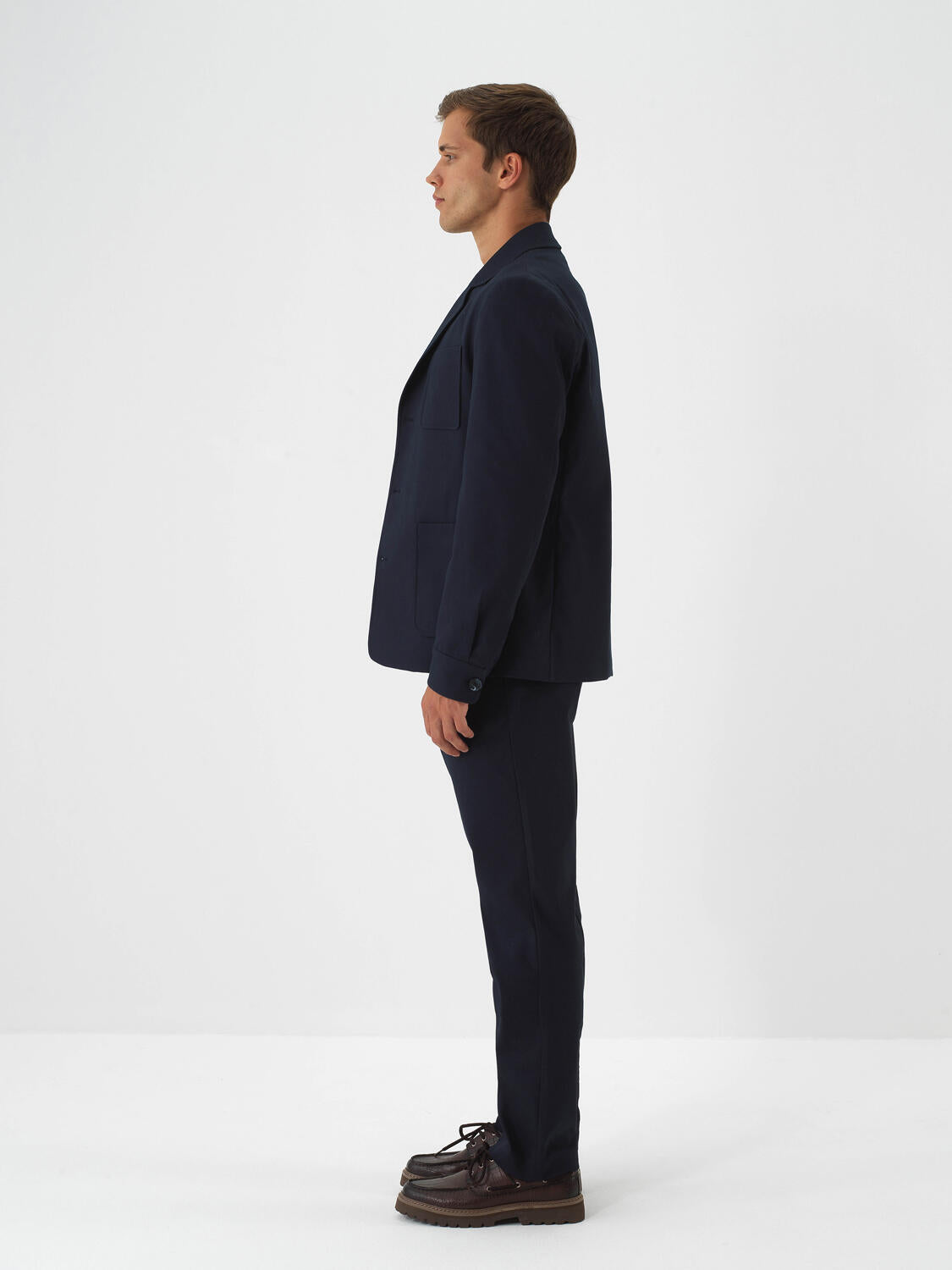 Xint Navy Cotton Textured Regular Fit Jacket