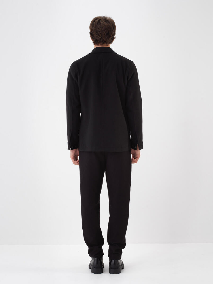 Xint Regular Fit Plain Black Jacket