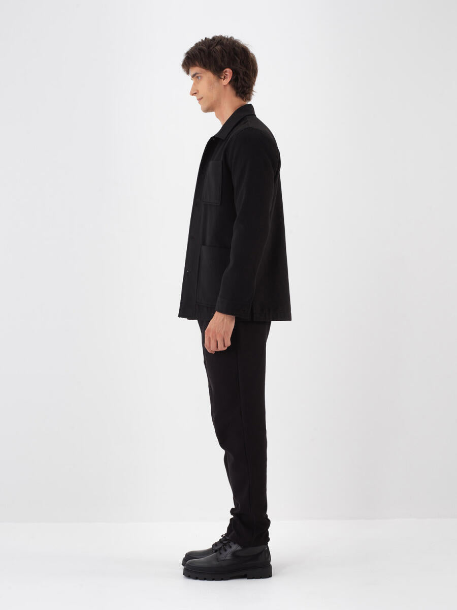 Xint Regular Fit Plain Black Jacket