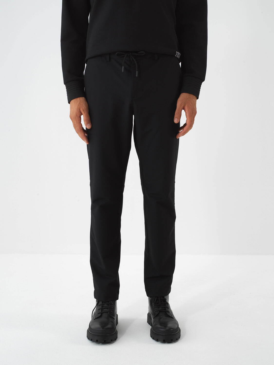 Xint Black Flexible Textured Regular Fit Jogger Pants