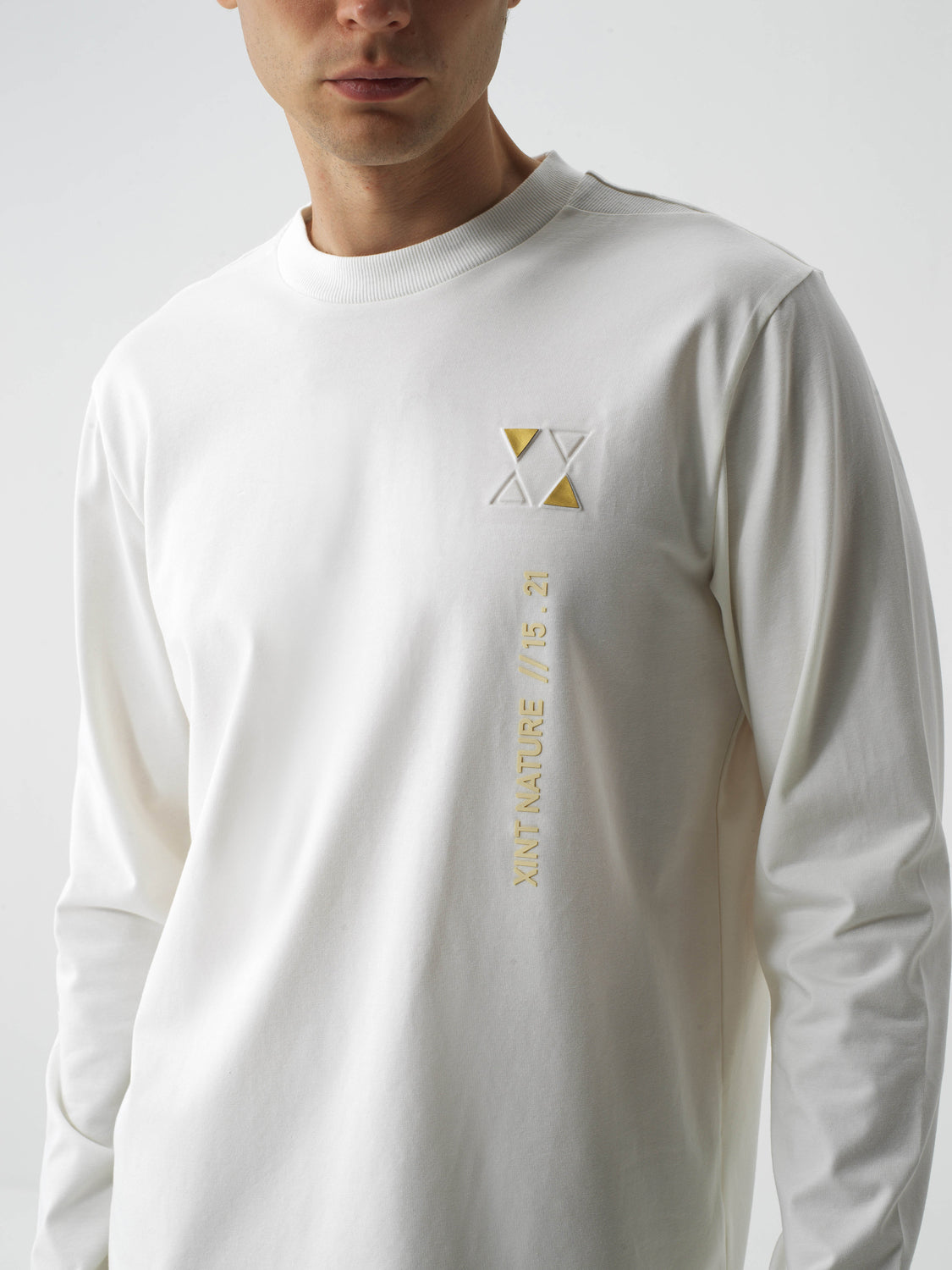 Xint Offwhite Cotton Textured Regular Fit Long Sleeve T-shirt