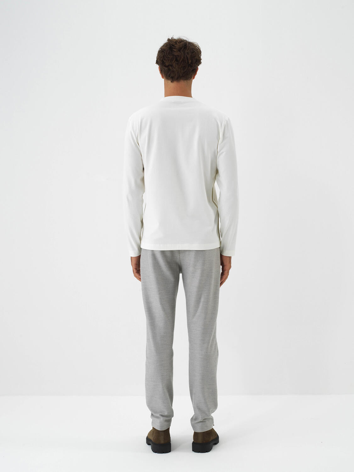 Xint Offwhite Cotton Textured Regular Fit Long Sleeve T-shirt