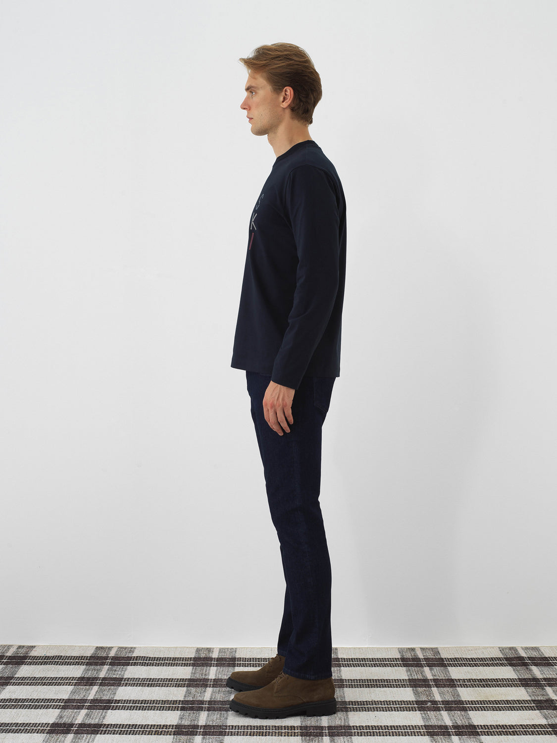 Xint Navy Cotton Long Sleeve Regular Fit Pullover