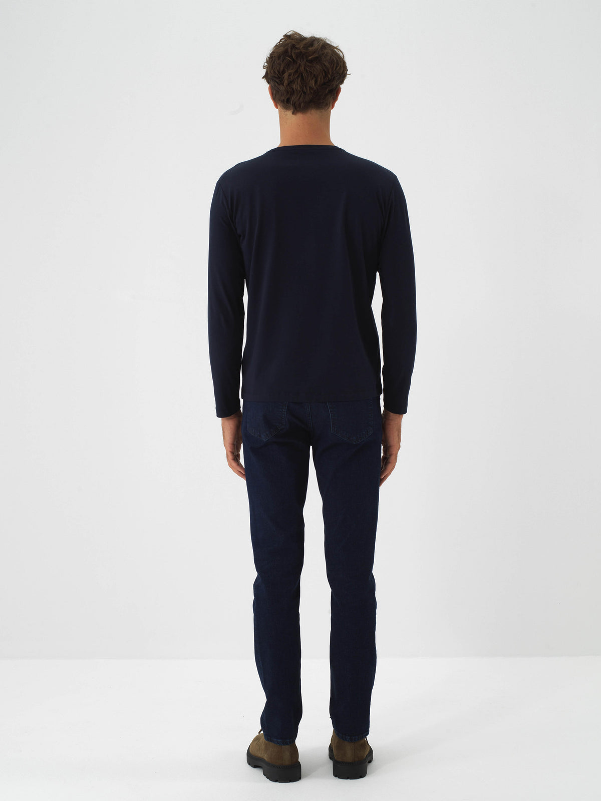 Xint Navy Textured Slim Fit Long Sleeve T-Shirt