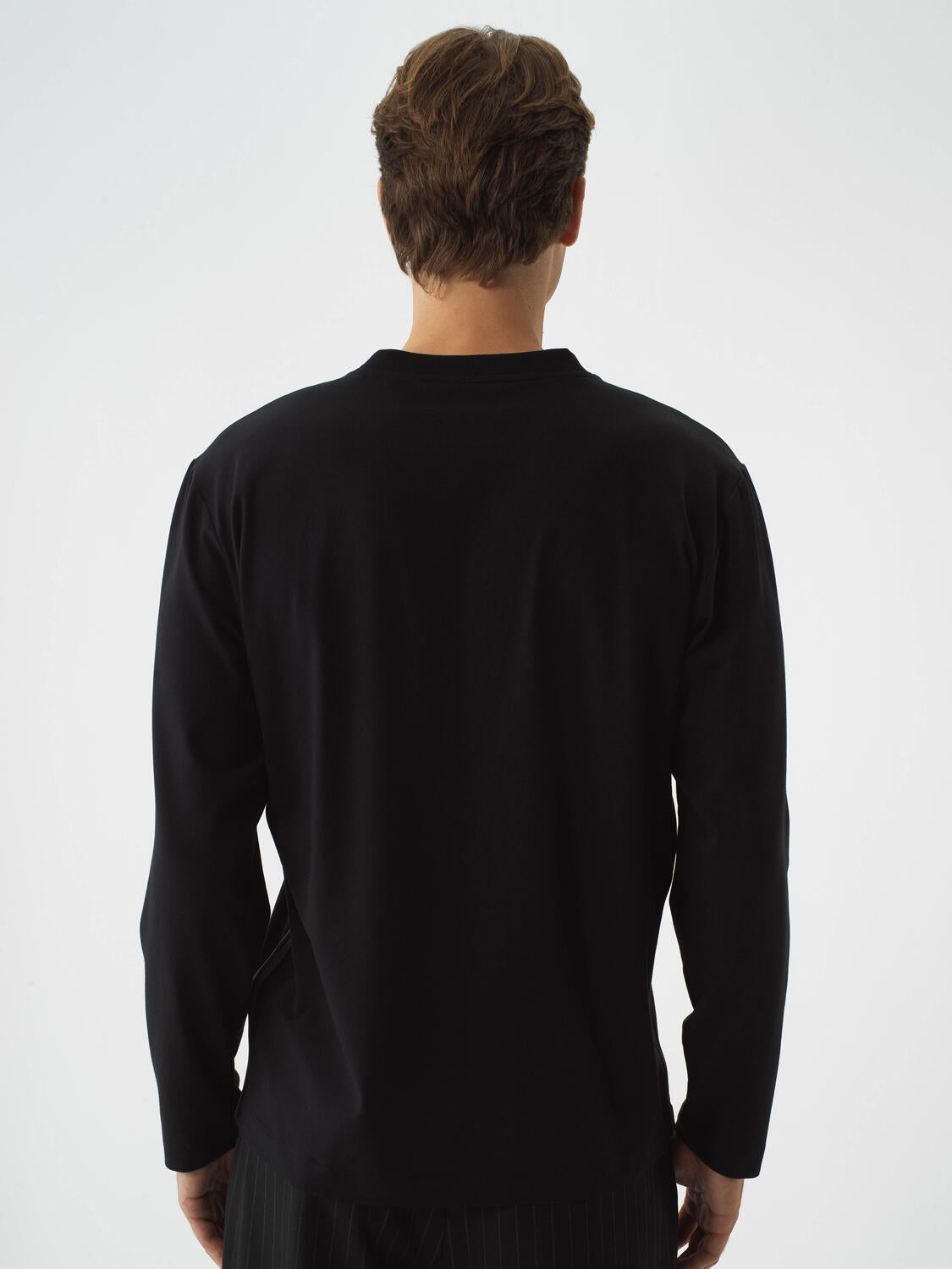 Xint Black Cotton Textured Regular Fit Long Sleeve T-shirt