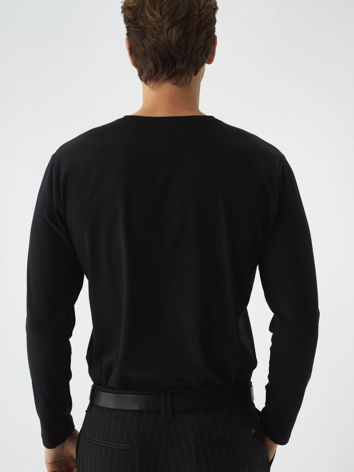 Xint Black Textured Slim Fit Long Sleeve T-Shirt