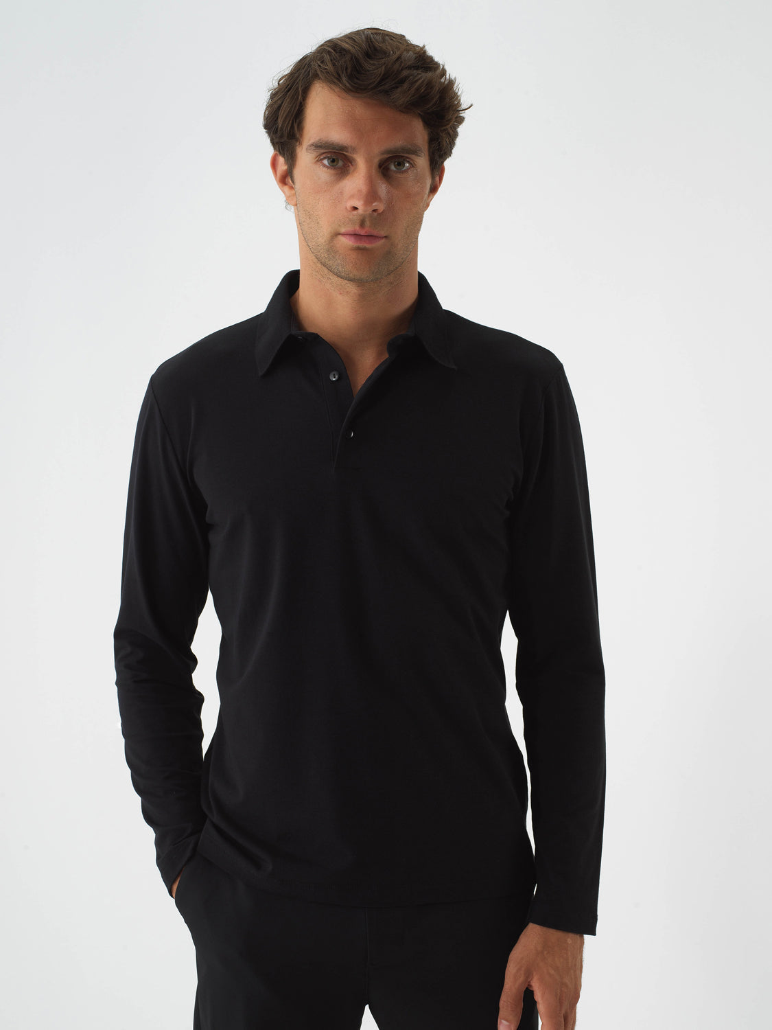 Xint Black Modal Textured Slim Fit Polo