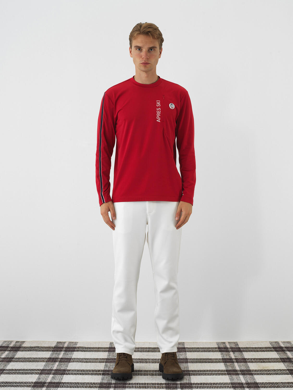 Xint Red Flexible Textured Regular Fit Sweater