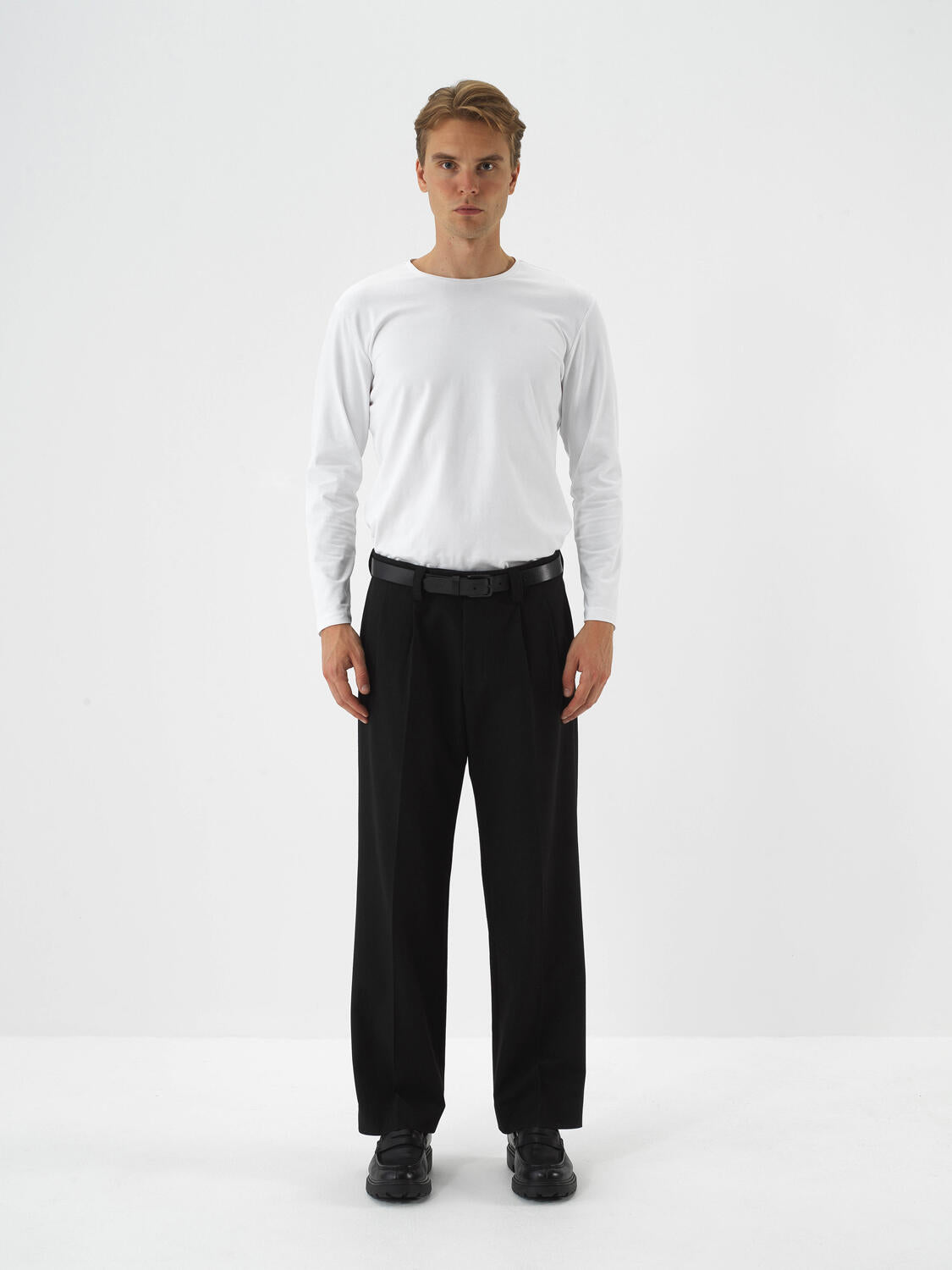 Xint Black Flexible Textured Regular Fit Trousers