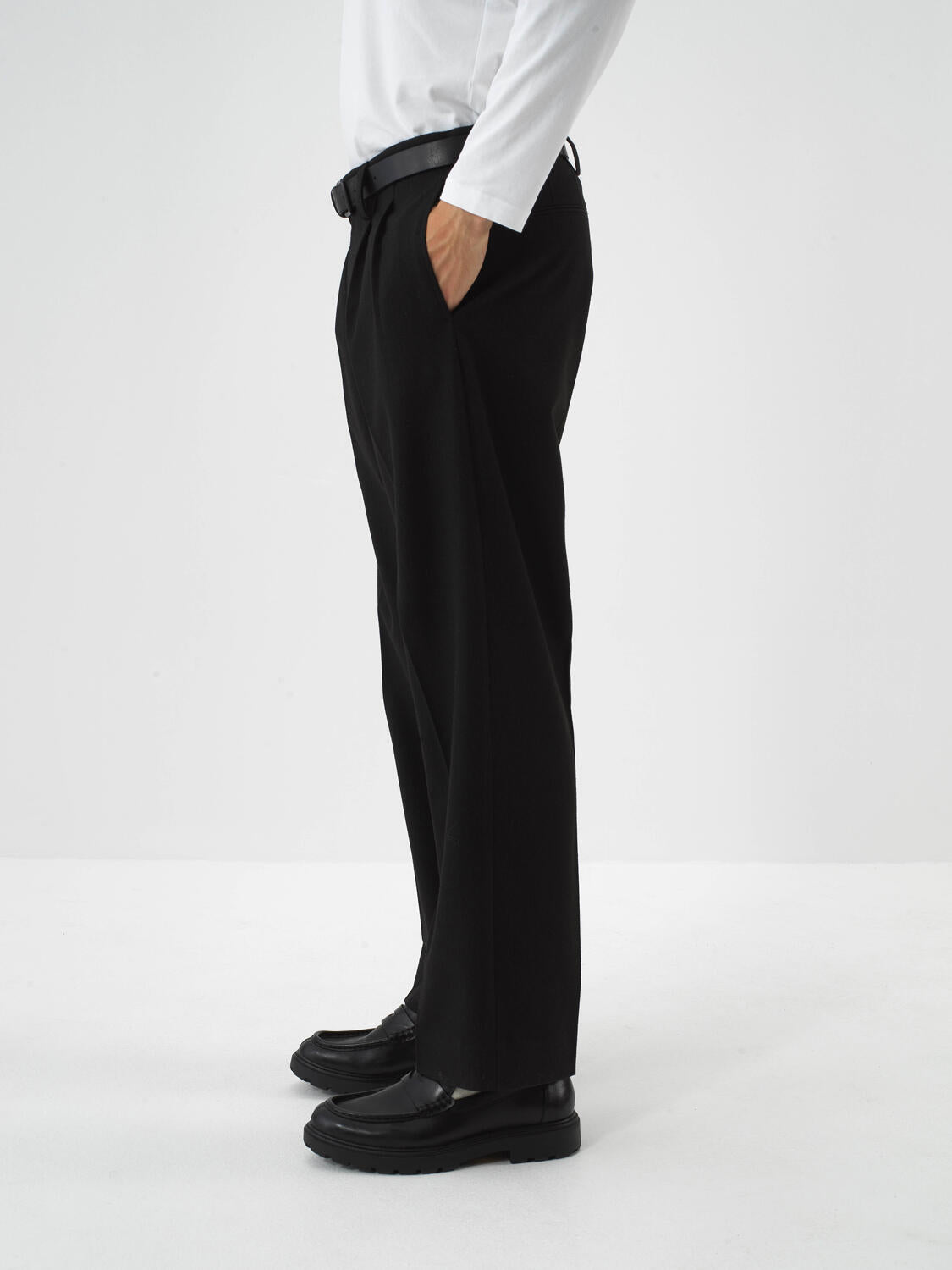 Xint Black Flexible Textured Regular Fit Trousers