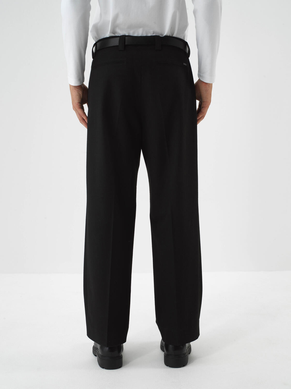Xint Black Flexible Textured Regular Fit Trousers