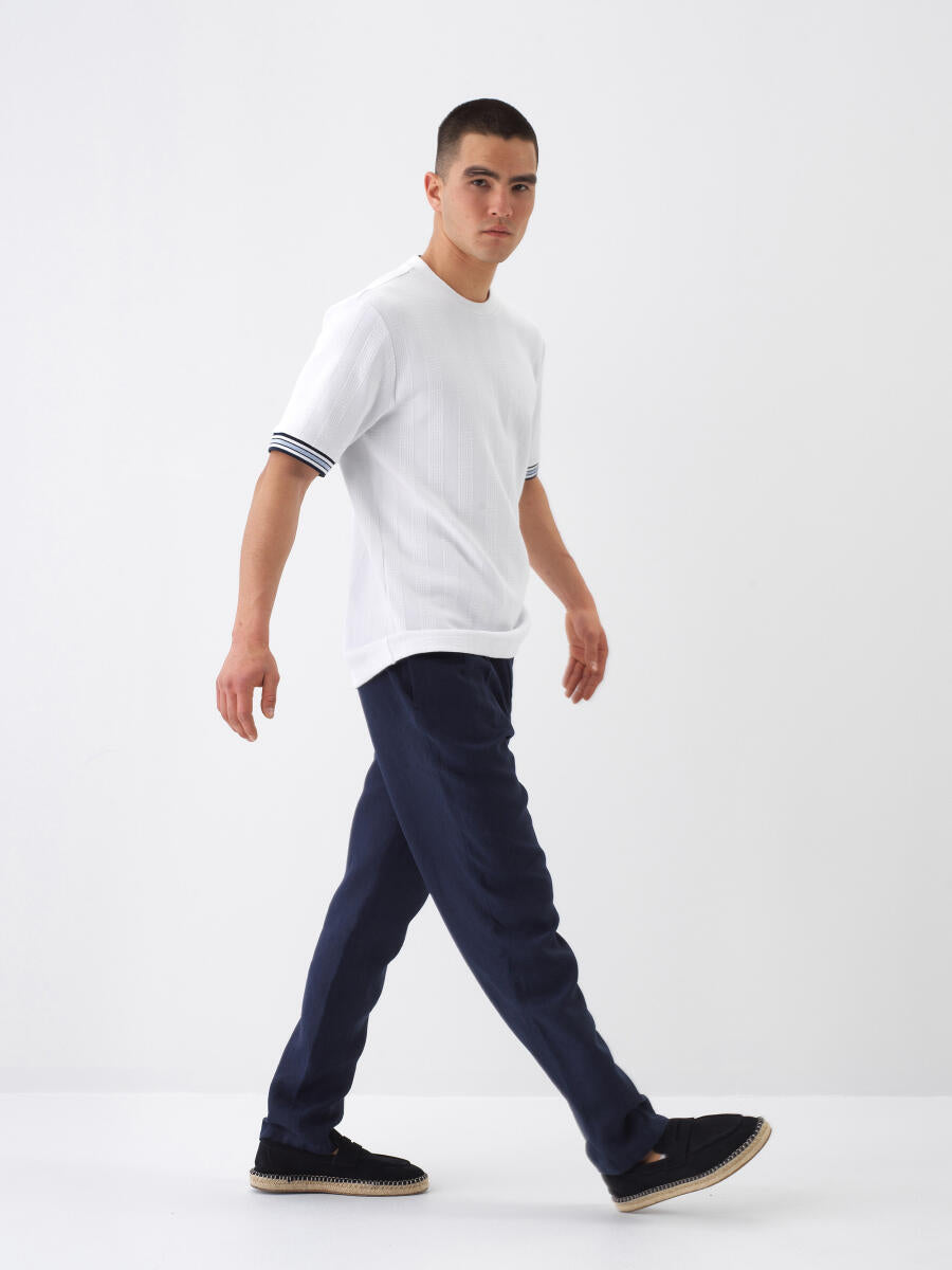 Xint Navy Regular Fit Linen Pant