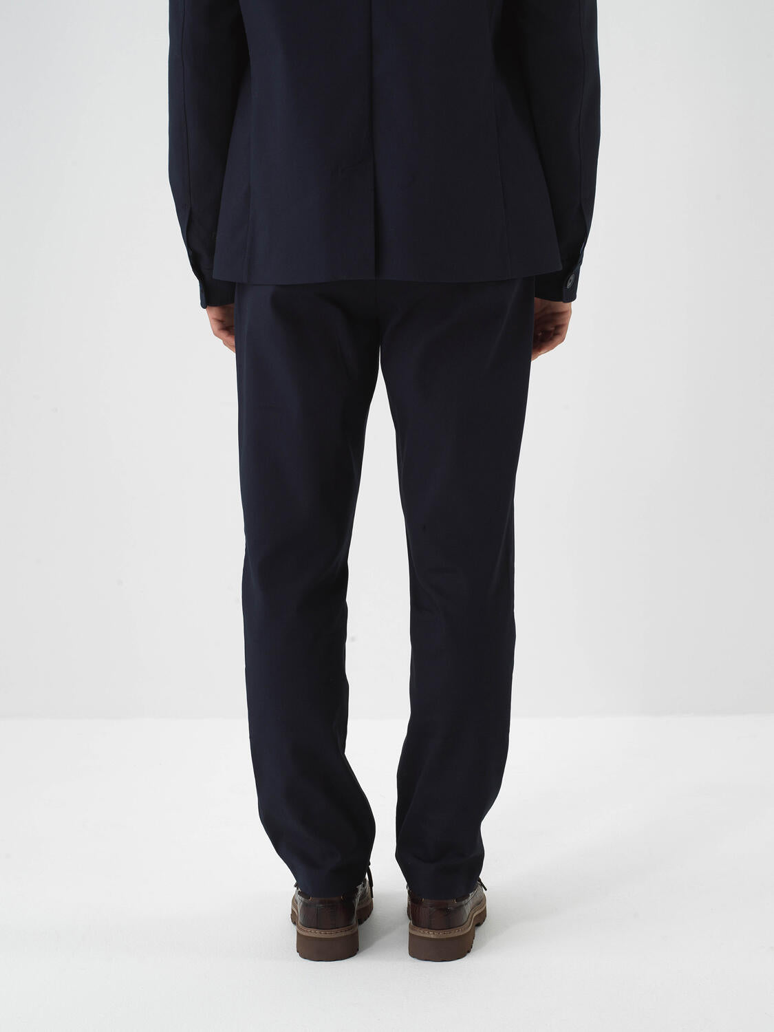 Xint Navy Cotton Textured Regular Fit Trousers