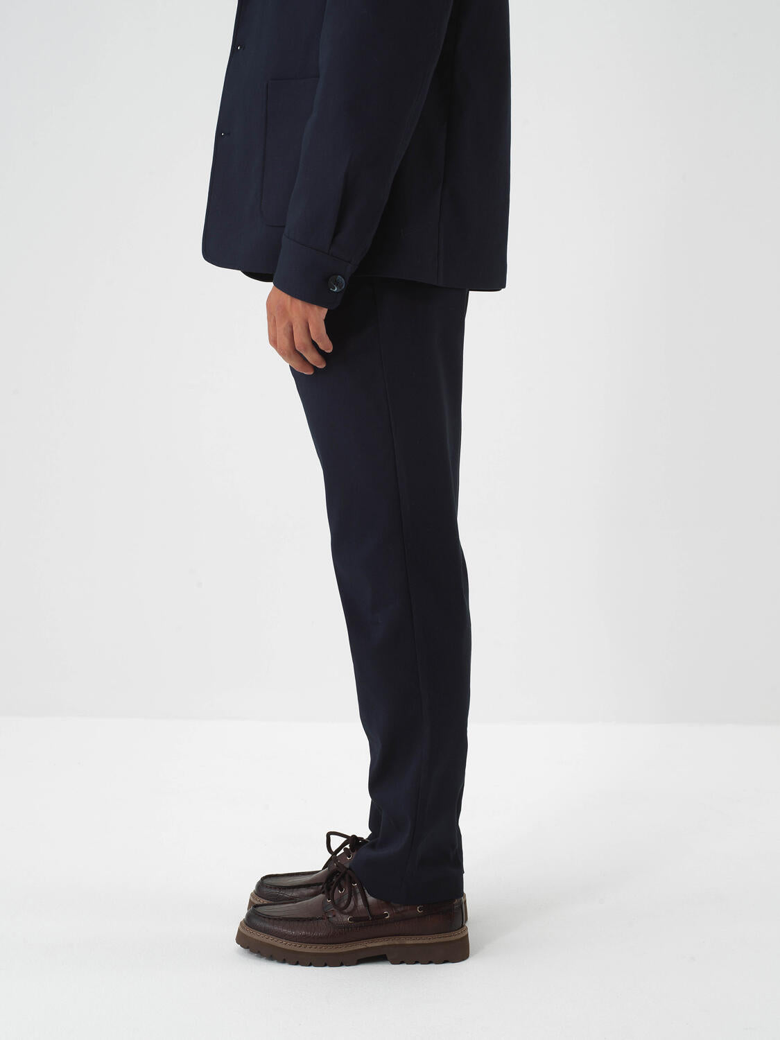 Xint Navy Cotton Textured Regular Fit Trousers