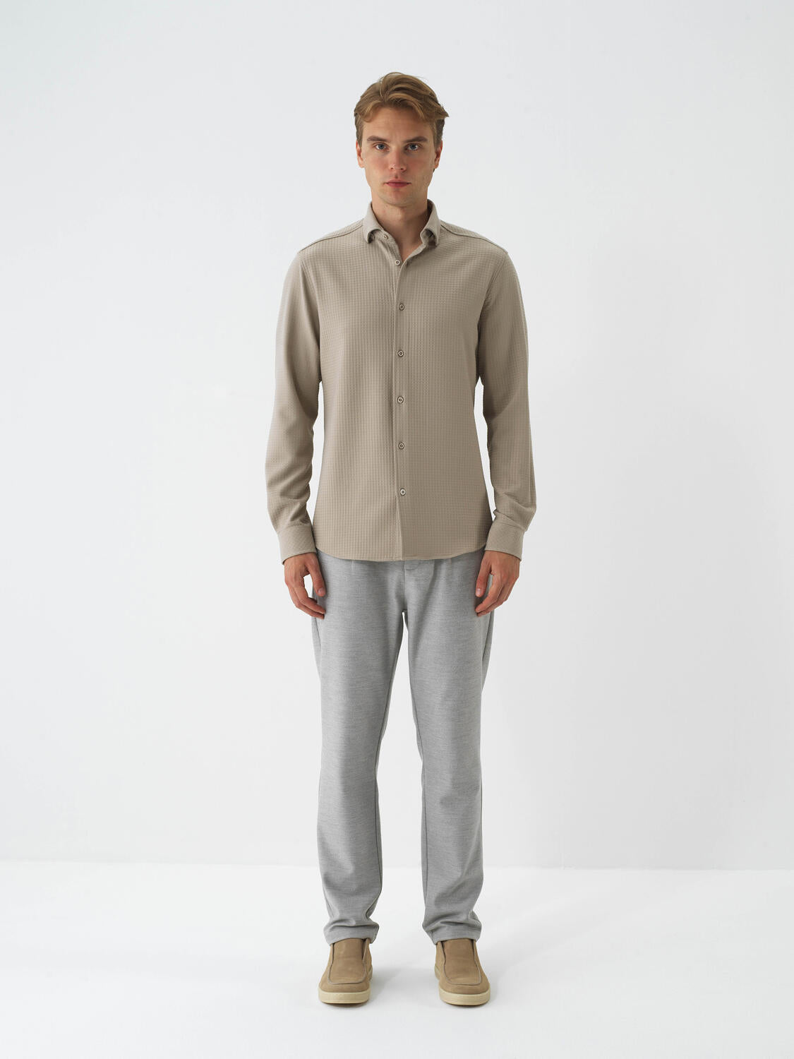 Xint Beige Regular Fit Buttoned Shirt