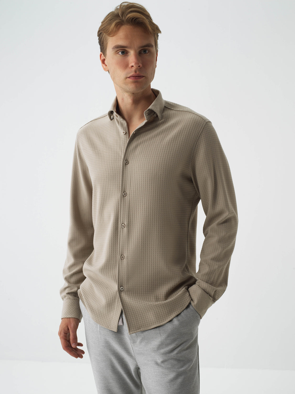 Xint Beige Regular Fit Buttoned Shirt
